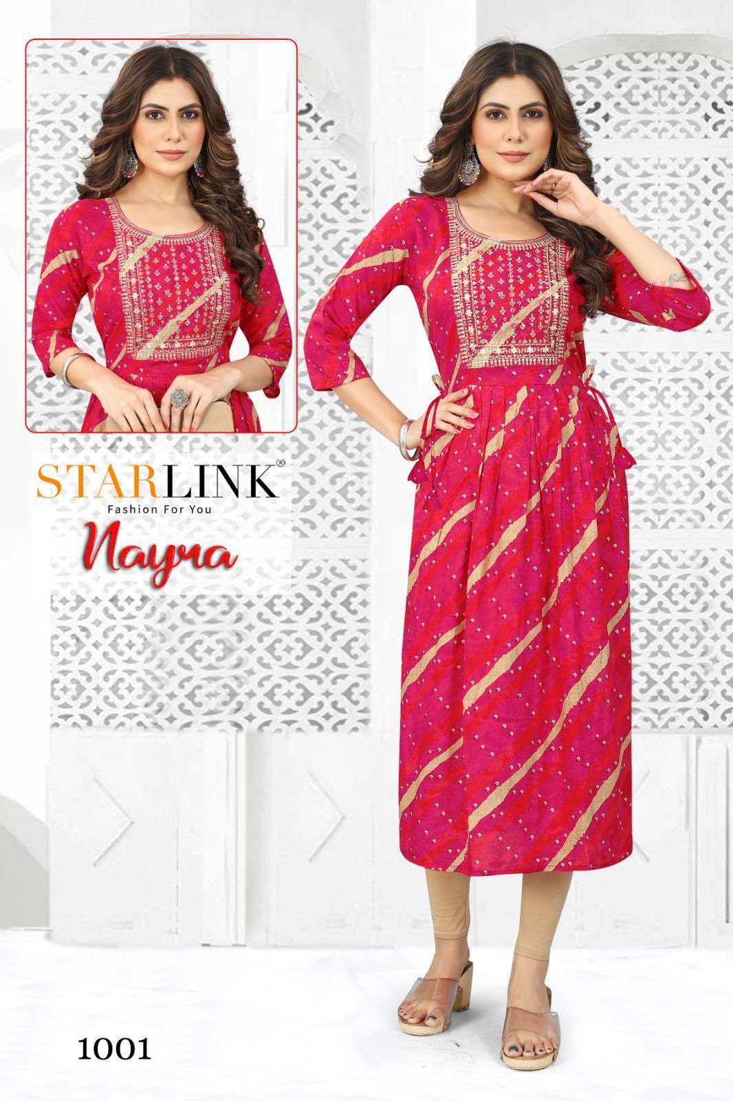 starlink nayra series 1001-1016 rayon print kurti 