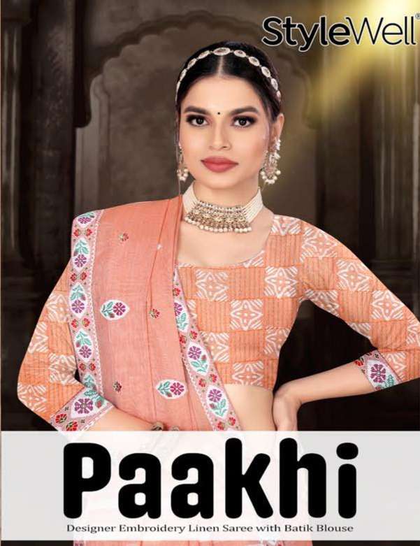 stylewell paakhi series 2432-2439 Lucknowi Linen Saree 