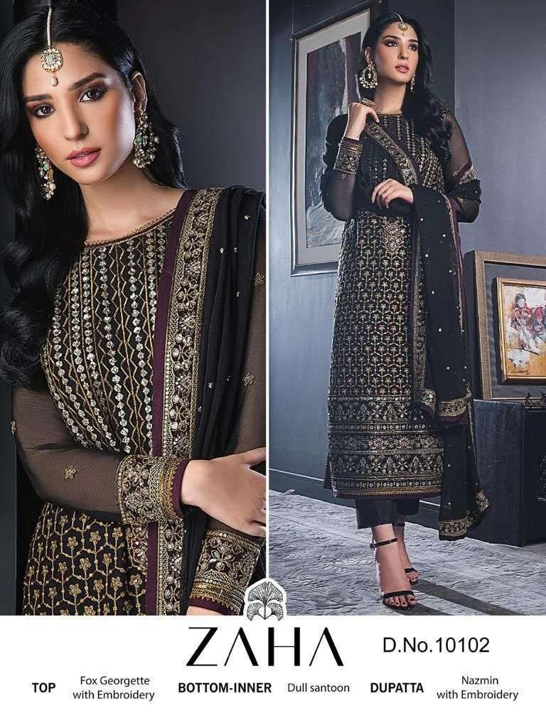 zaha 10102 heavy georgette embroidered suit 