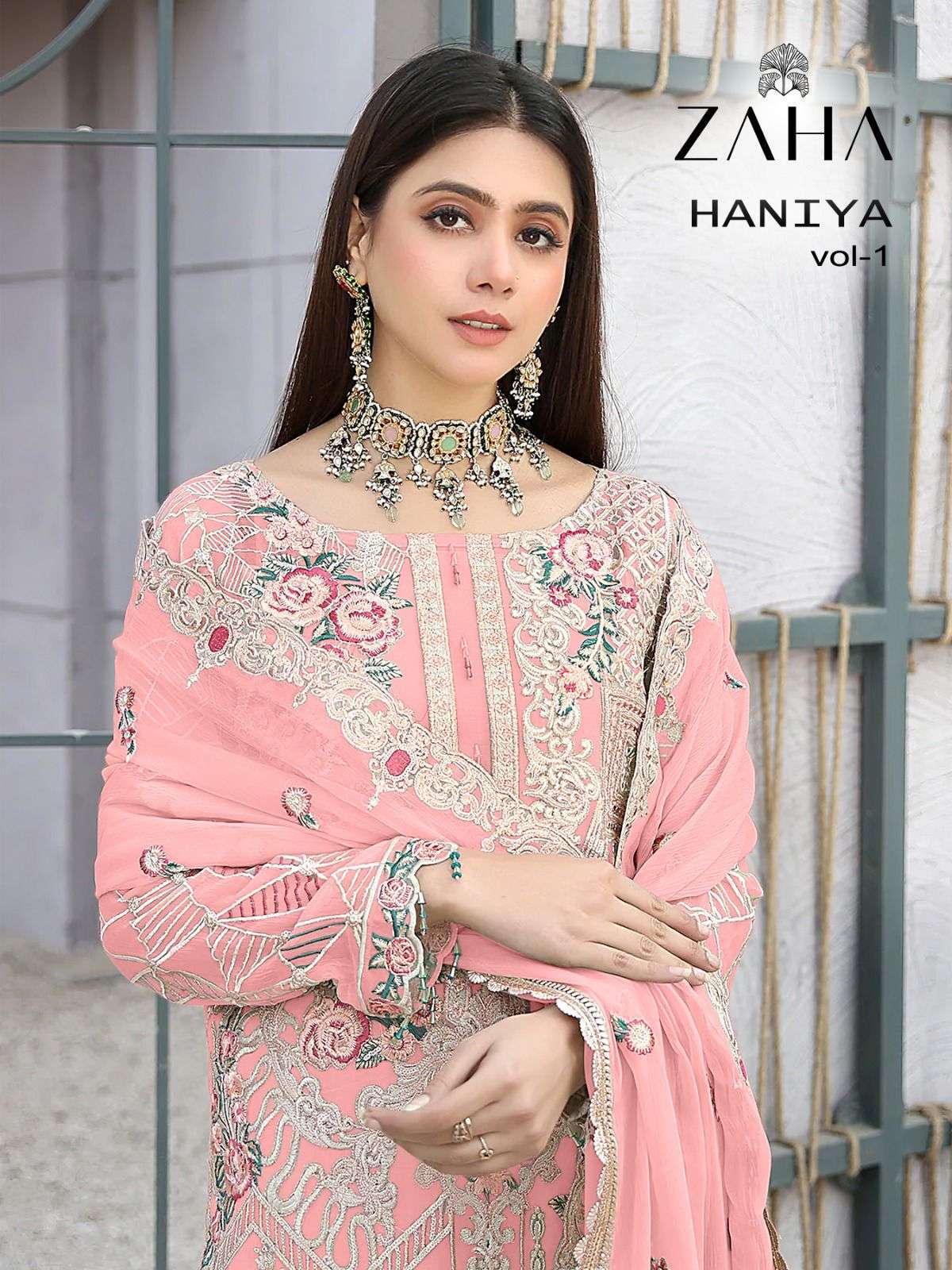 zaha haniya vol 1 series 10128 georgette heavy embroidered suit 