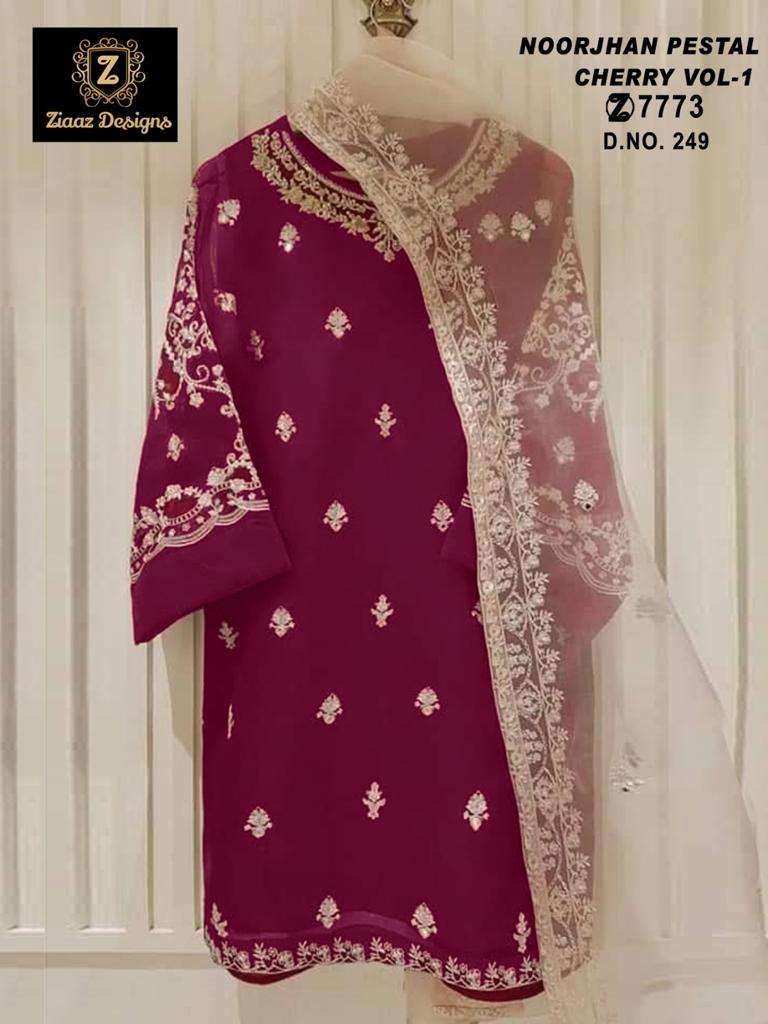 ziaaz designs 248-249 designer Organza Embroidered suit