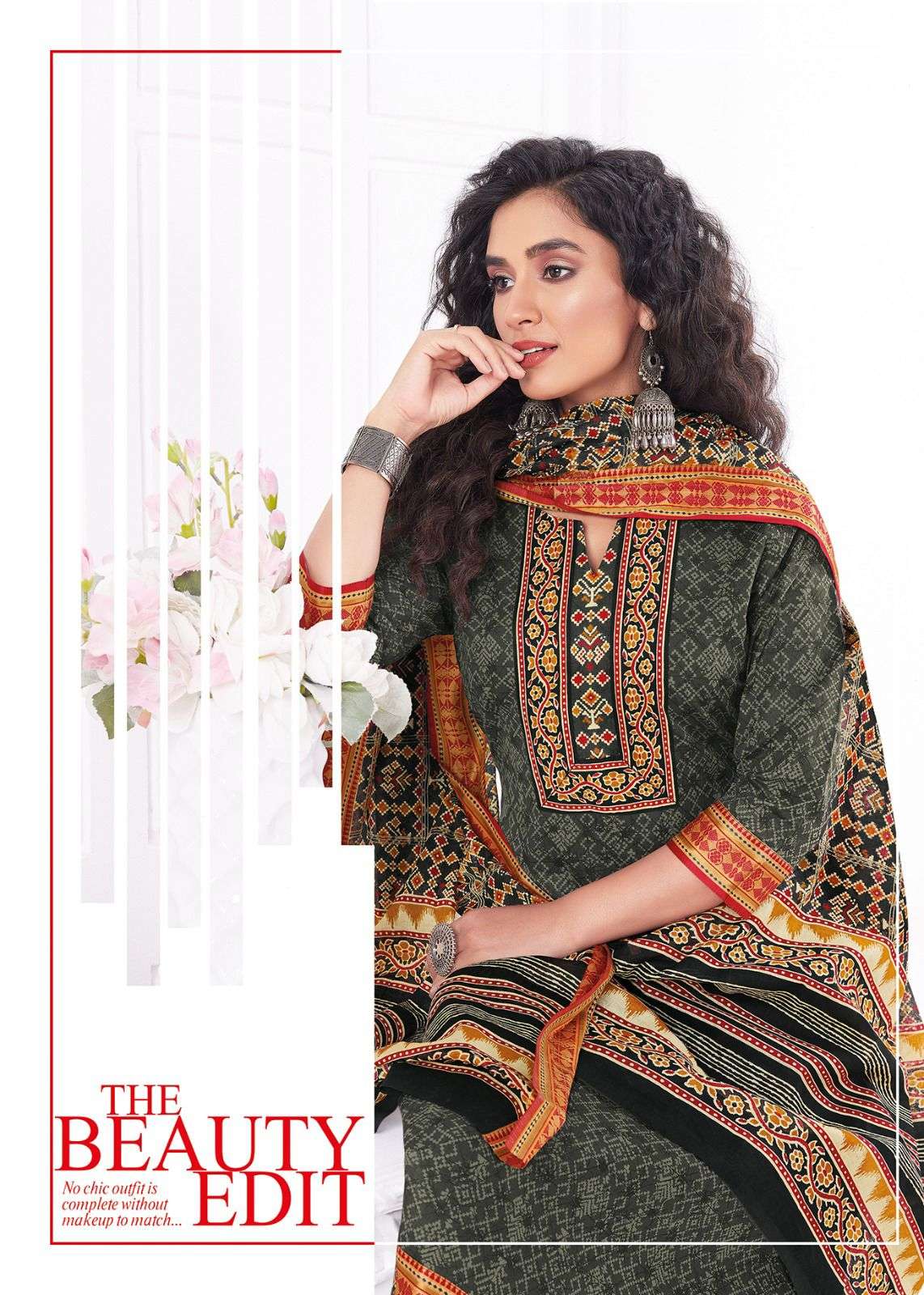 Aarvi Gadhwal Border Vol-8 series 7095-7106 Pure Cambric Cotton suit