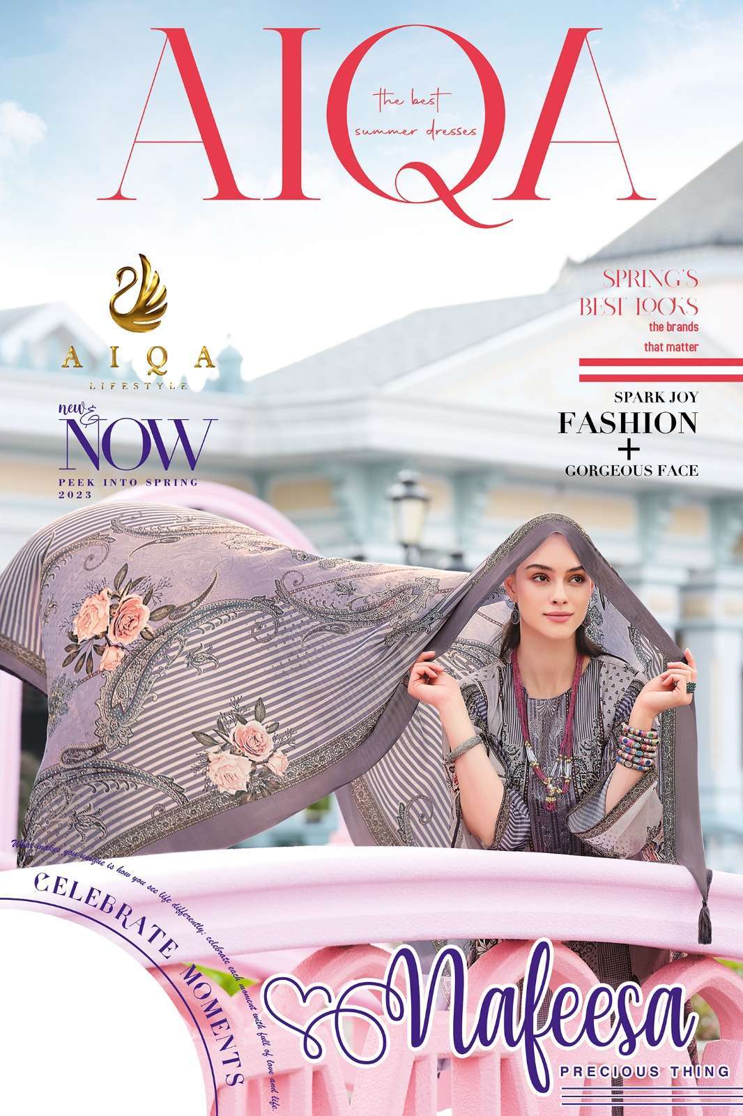 aiqa nafeesa series 1001-1006 pure bemberg cotton suit 