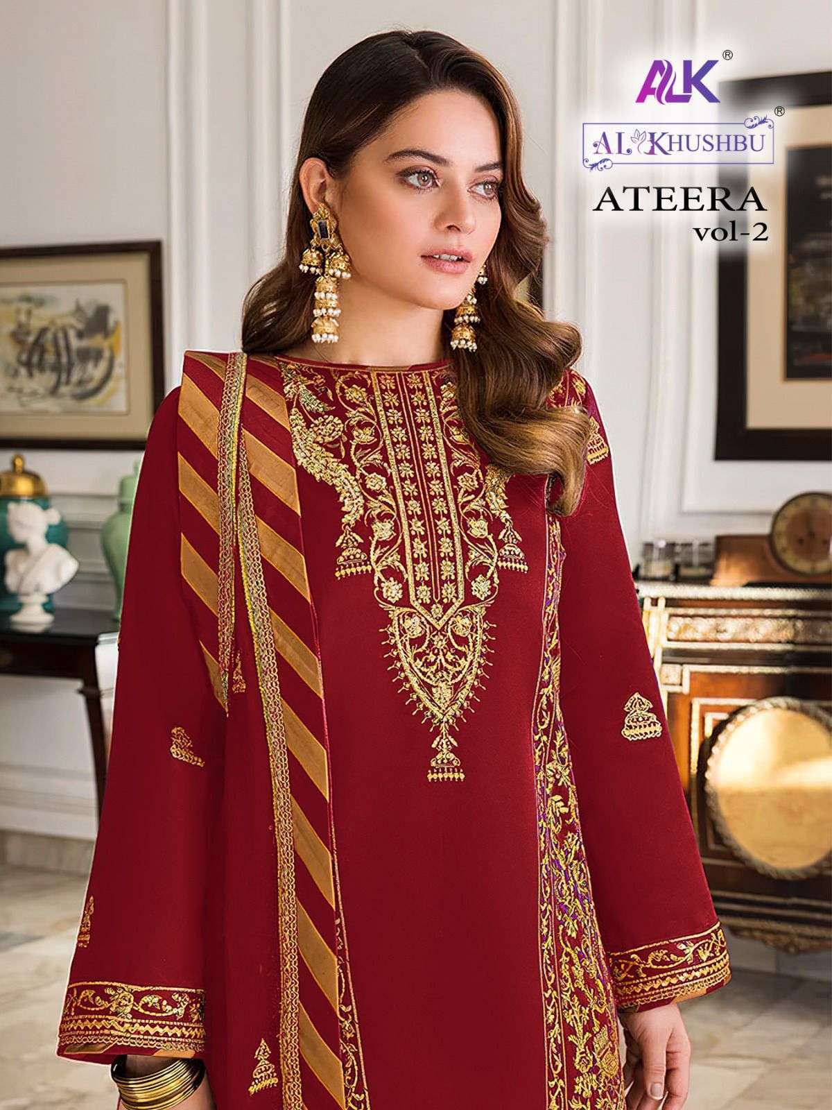 al khushbu ateera vol 2 series 4043 faux georgette embroidery suit 