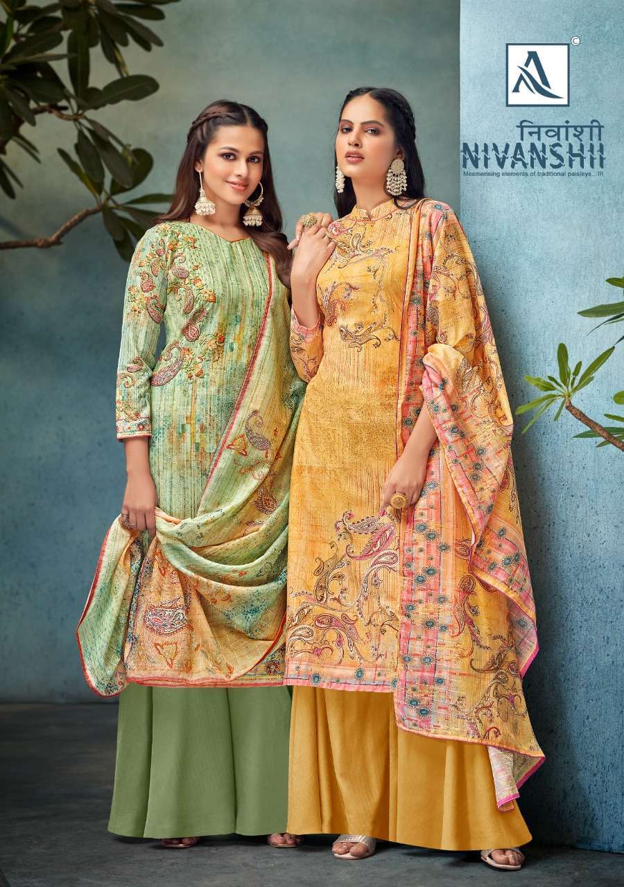 alok suit nivanshii series 1041001-1041006 pure muslin cotton suit 