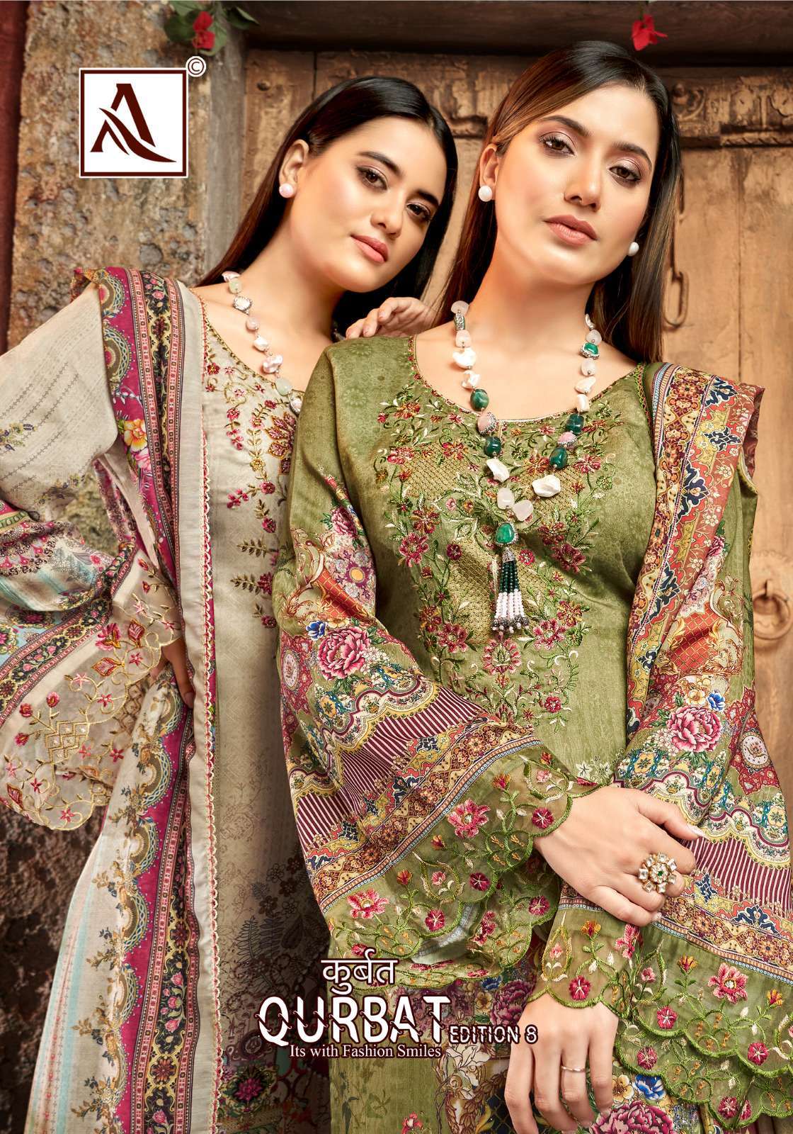 alok suit qurbat vol 8 series 1191001-1191008 jam cotton suit 