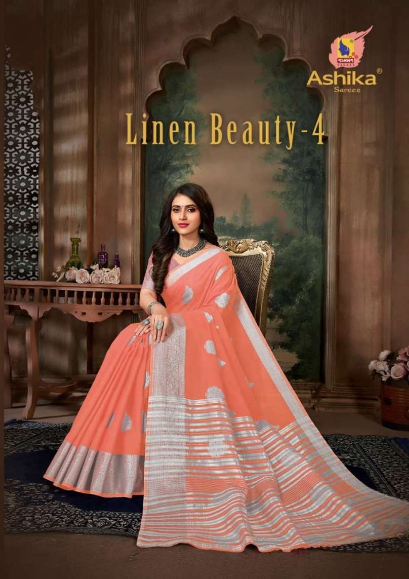 ashika saree linen beauty vol 4 series 01-08 Cotton linen saree 