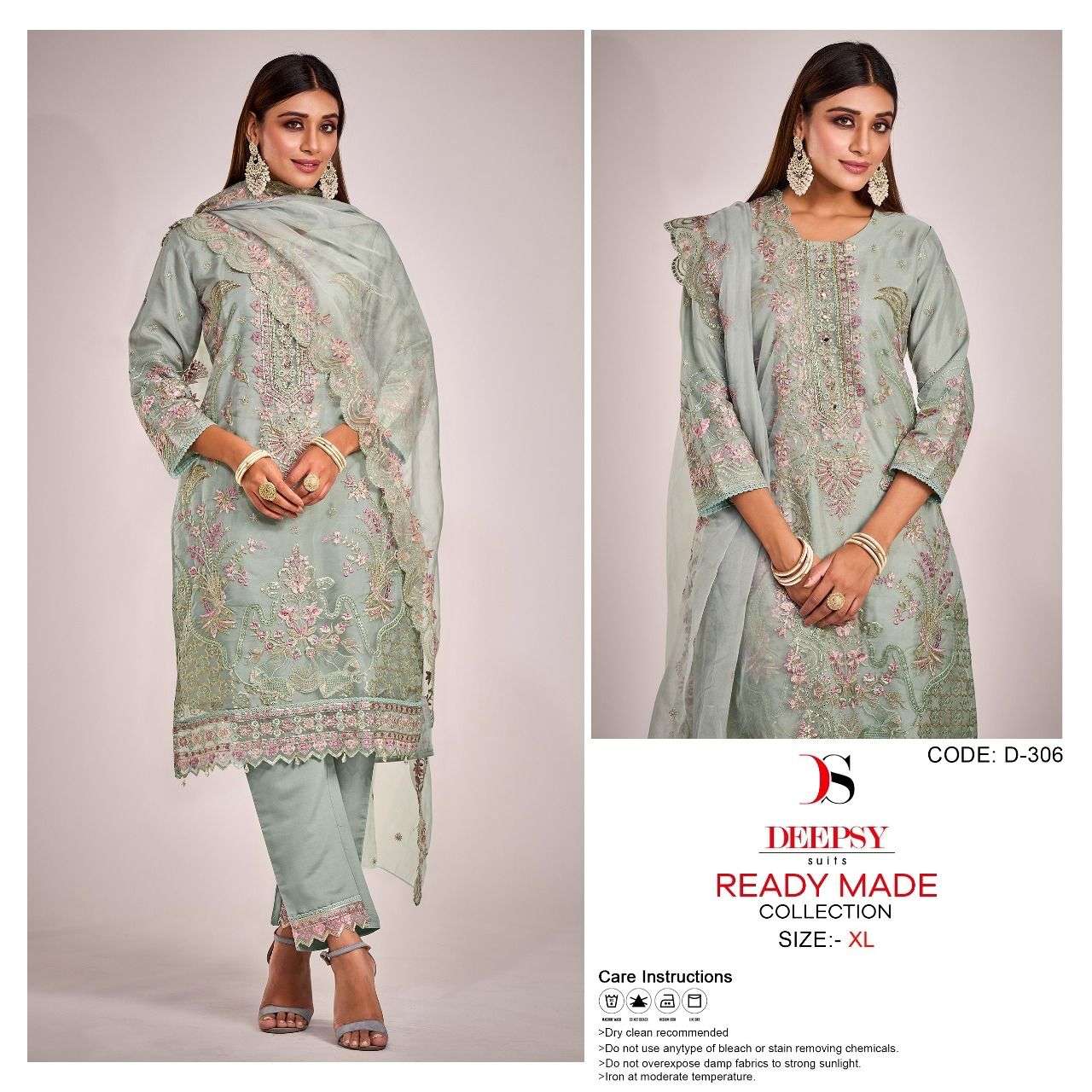 deepsy suid D-306 designer pure organza suit 