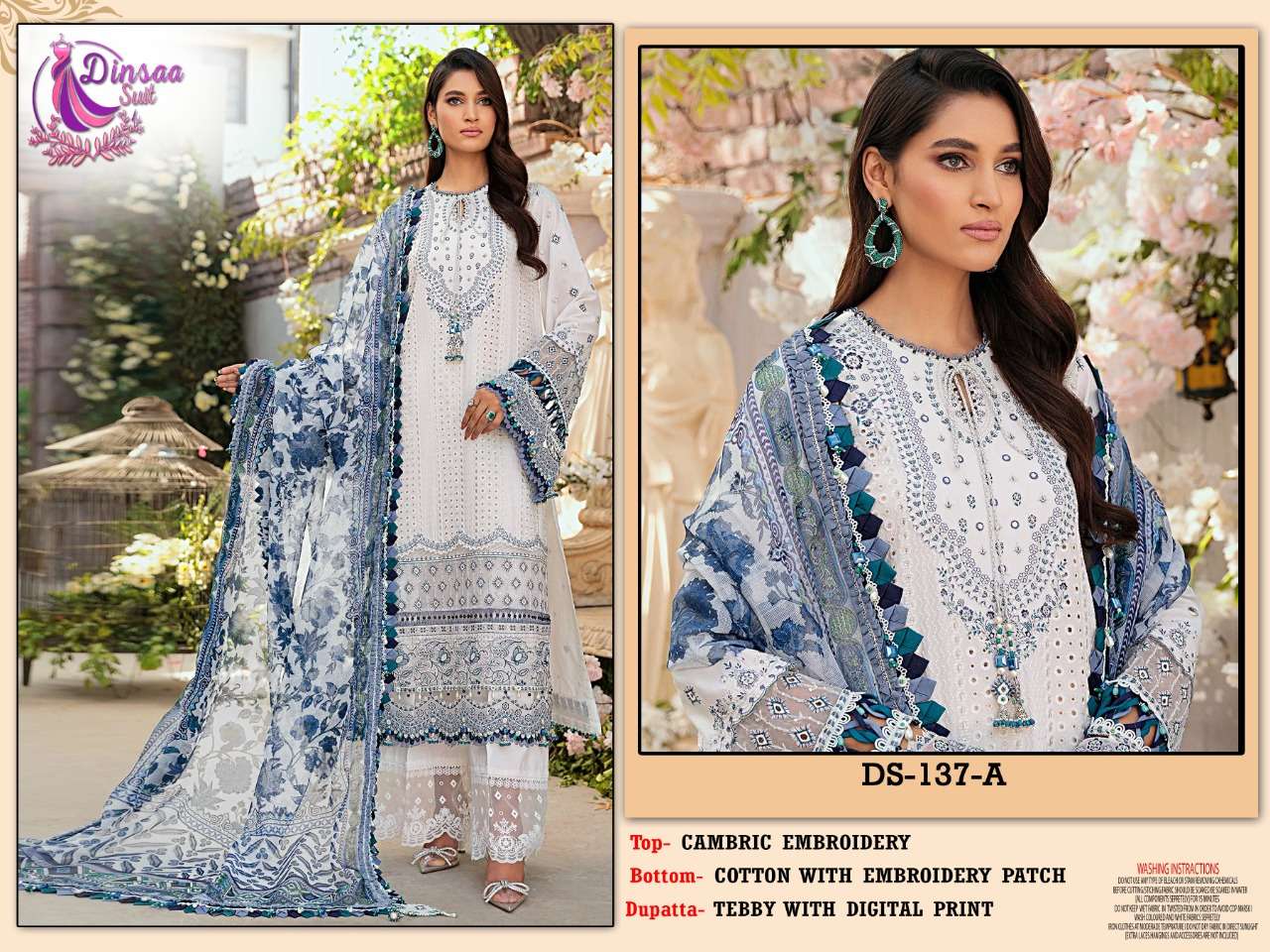 dinsaa suit roohi color designer cambric suit 