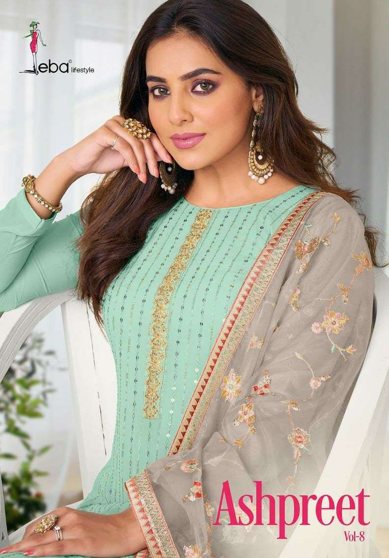 eba ashpreet vol 8 designer heavy chinon georgette suit 