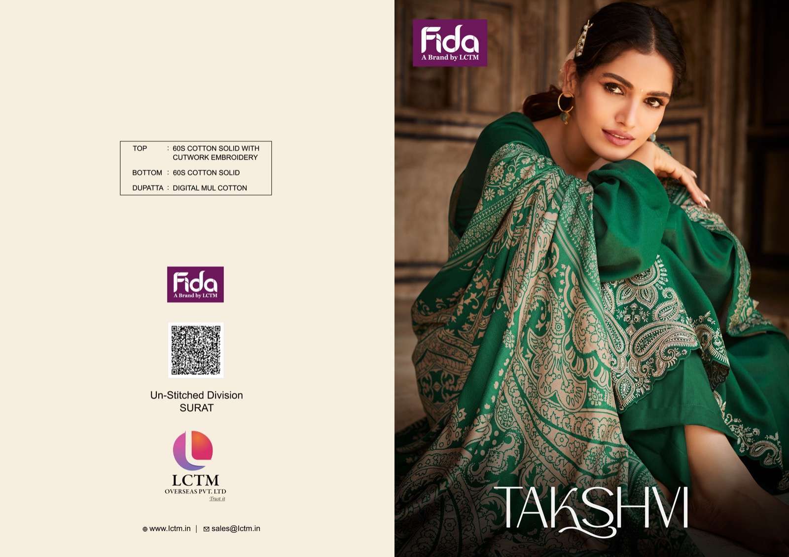 fida takshvi series 1001-1006 cotton embroidery suit 