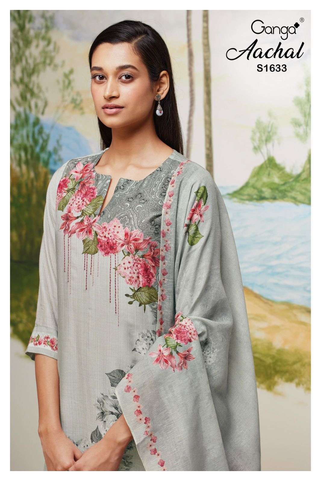 ganga aachal series S1633 premium bemberg silk suit