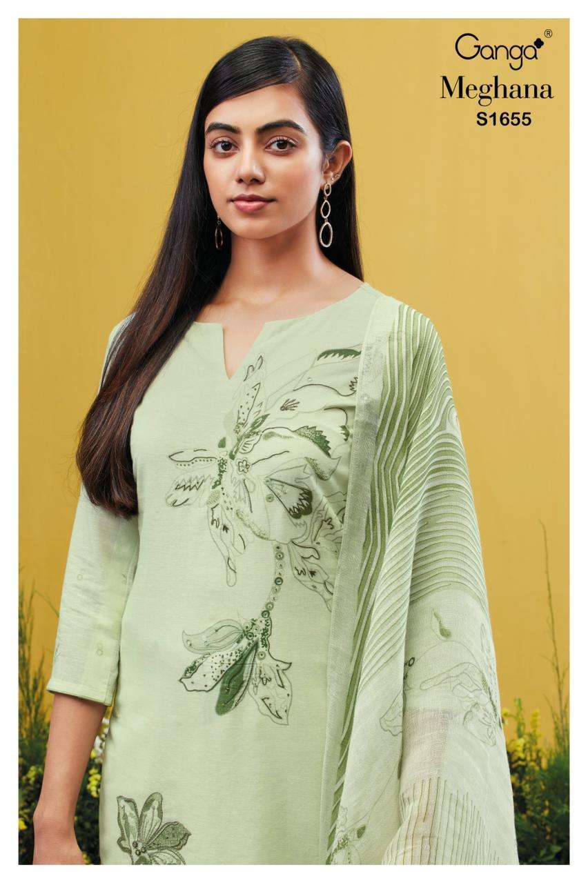 ganga meghana 1655 premium cotton linen suit 