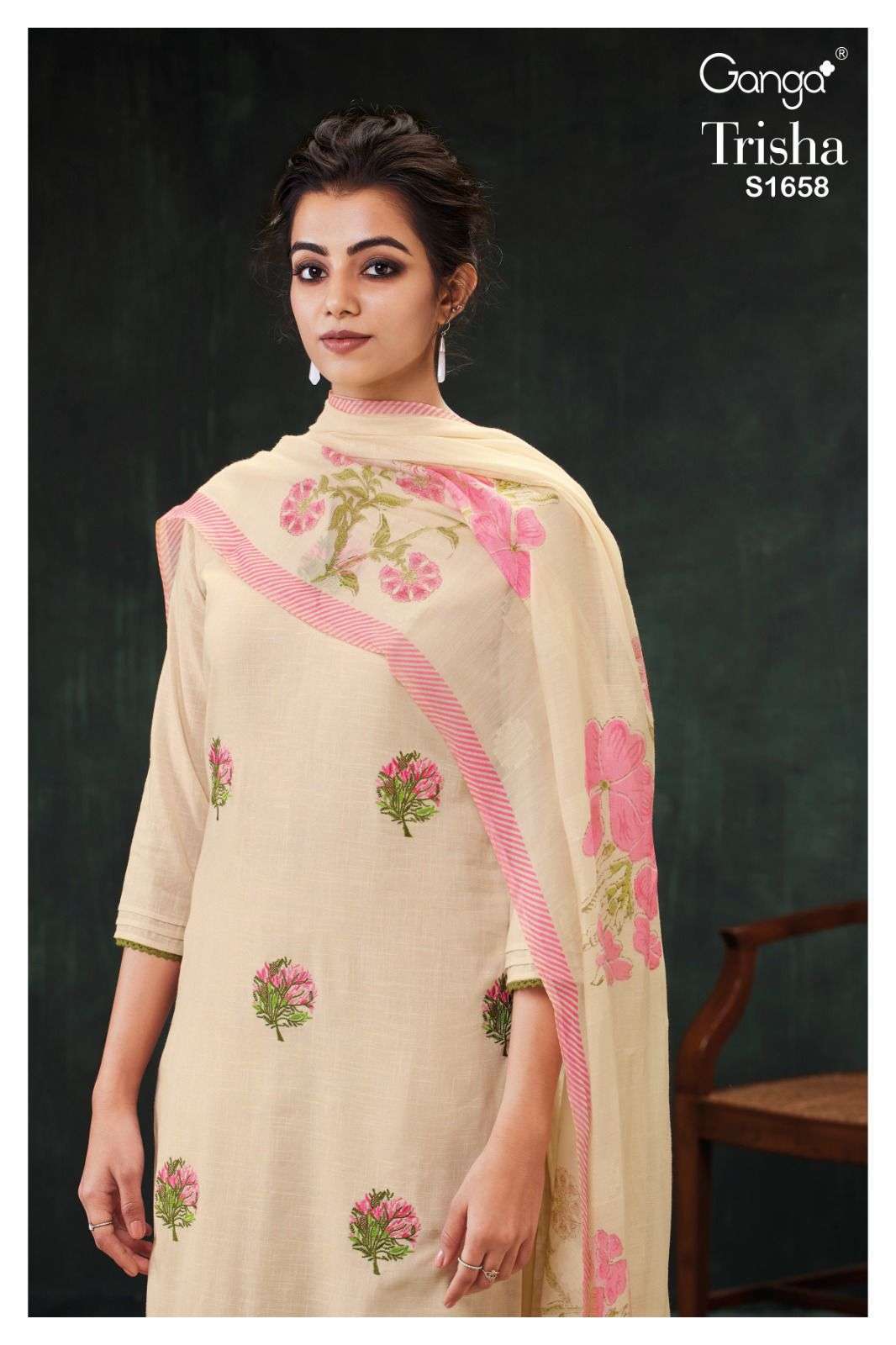 ganga trisha series 1658 premium cotton suit 