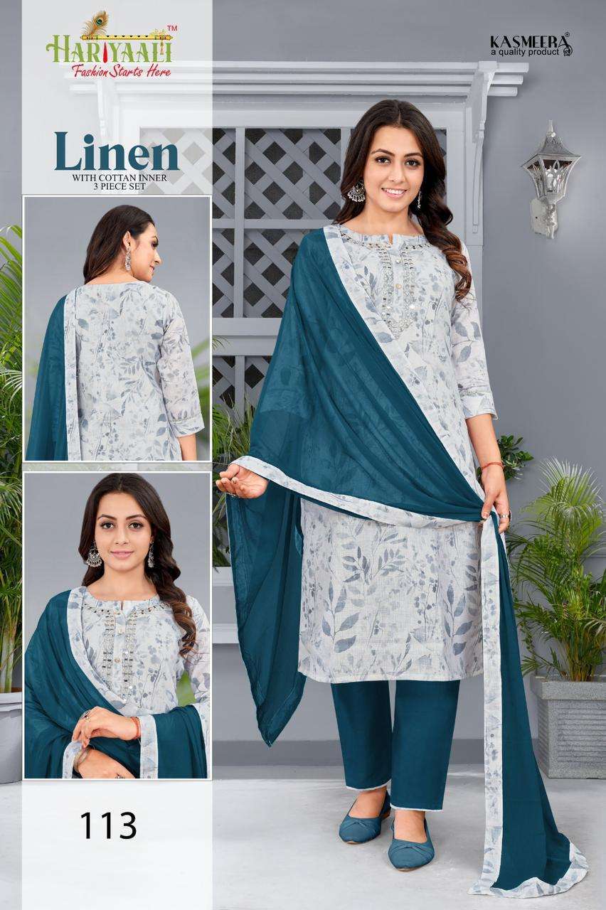 hariyaali linen series 108-116 premium quality linen readymade suit 
