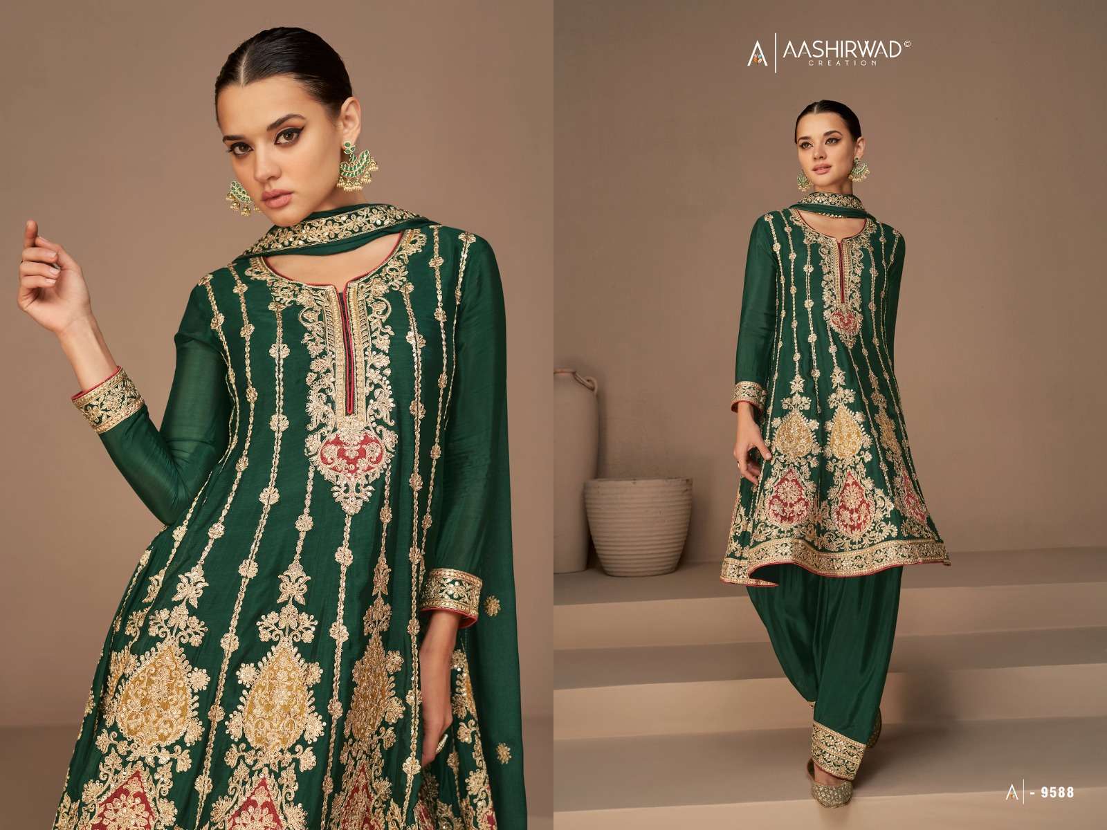 Heena designer premoum chinon silk suit 