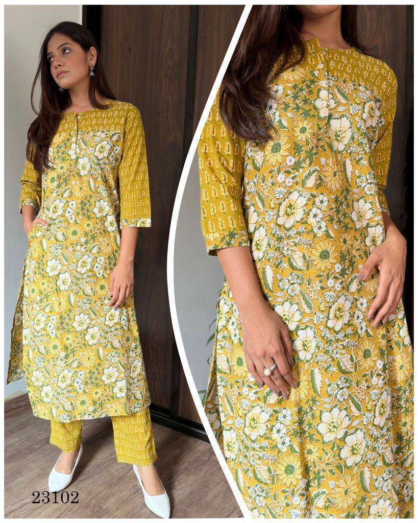 indira 23102 Pure Cotton Cambric kurti with pant 