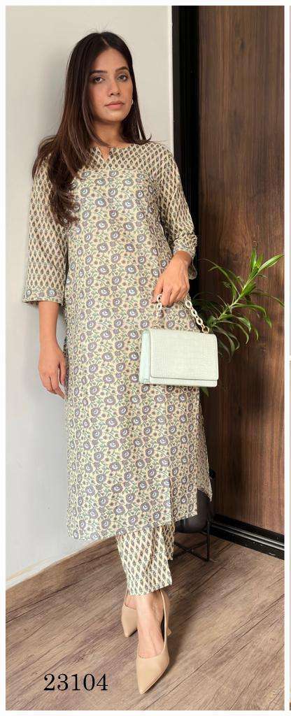 indira 23104 Pure Cotton Cambric kurti with pant 