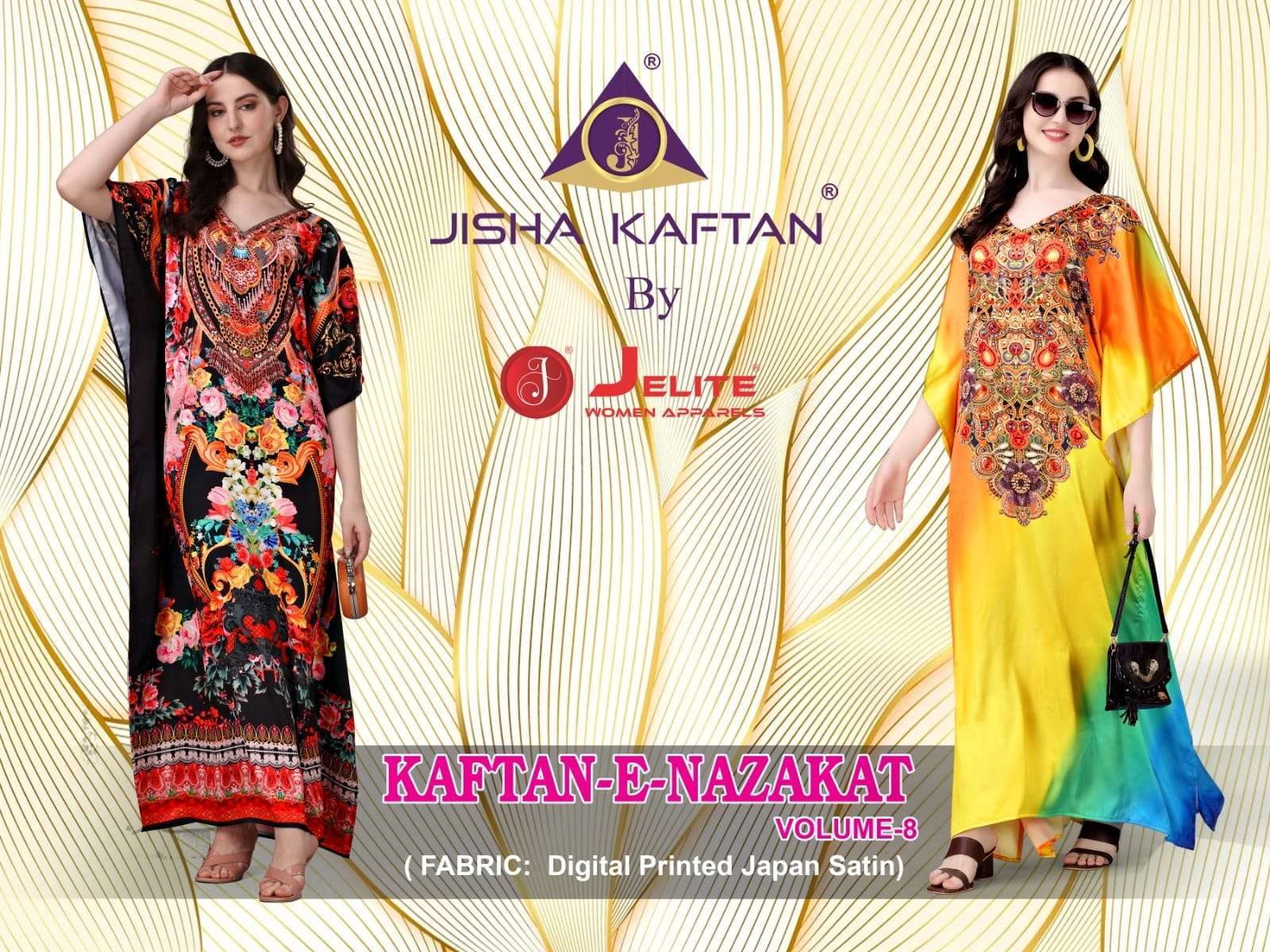 jisha kaftan vol 8 series 801-808 smooth satin kaftan