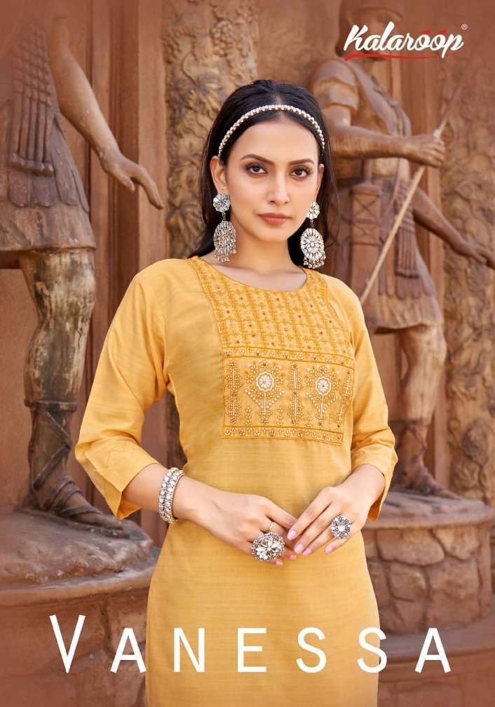 kalaroop vanessa series 13750-13755 Pure Liva kurti with pant 