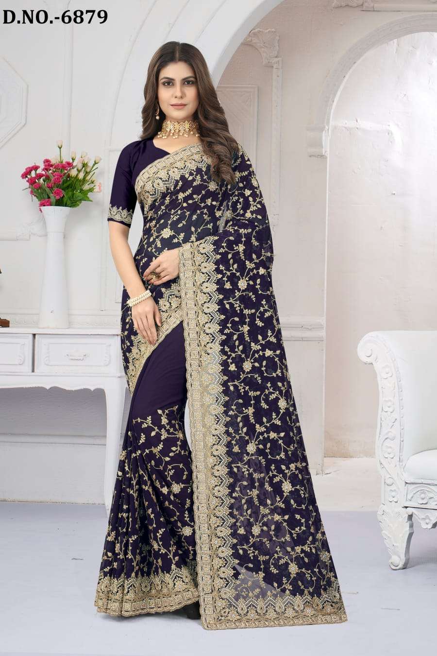 kalyani designer georgette emroidery work saree 