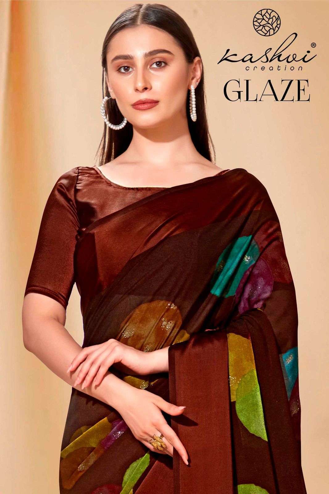 kashvi creation glaze series 74001-74008 bemberg satin patta saree