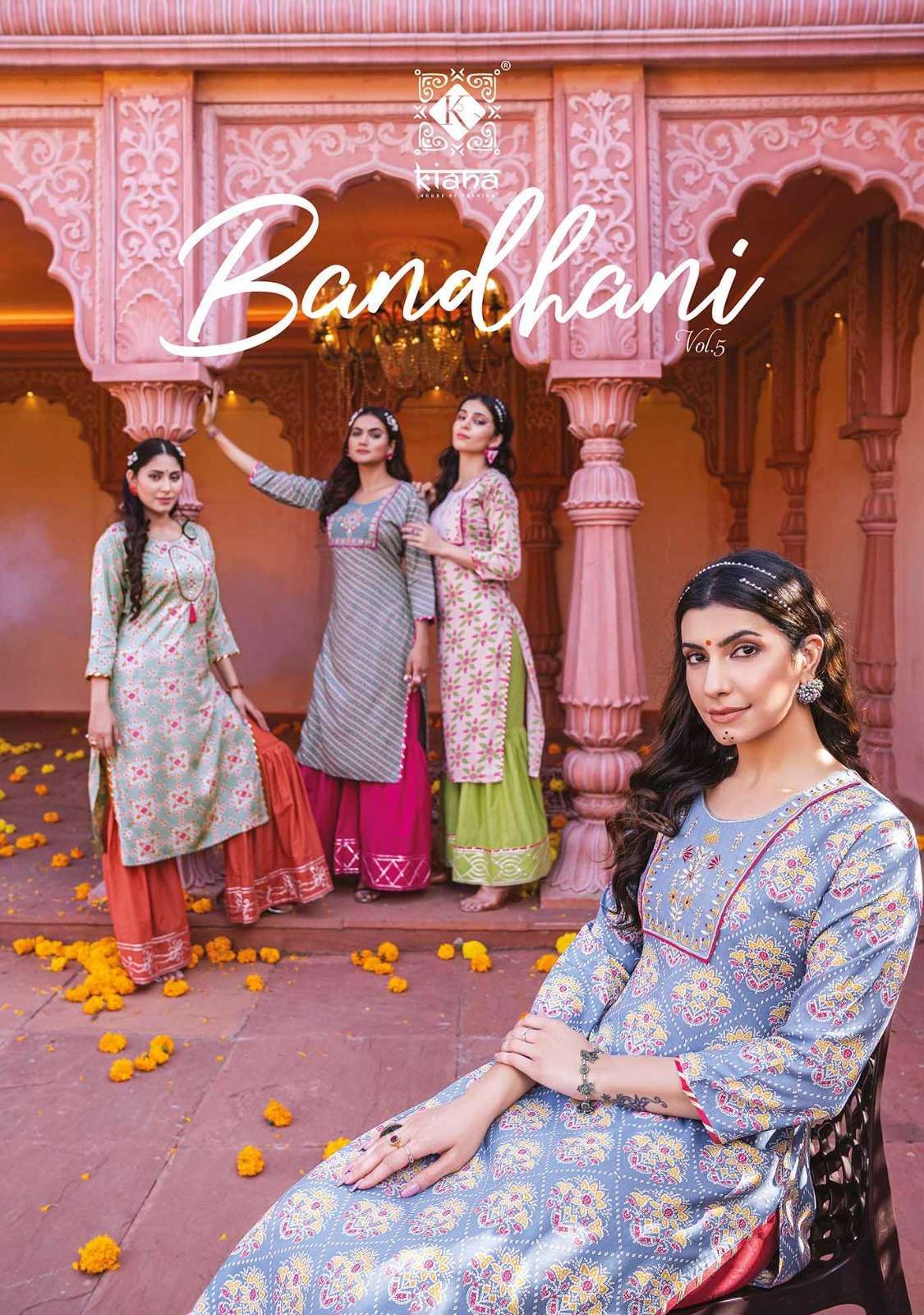kiana bandhani vol 5 series 501-507 Heavy Reyon Bandhej kurti