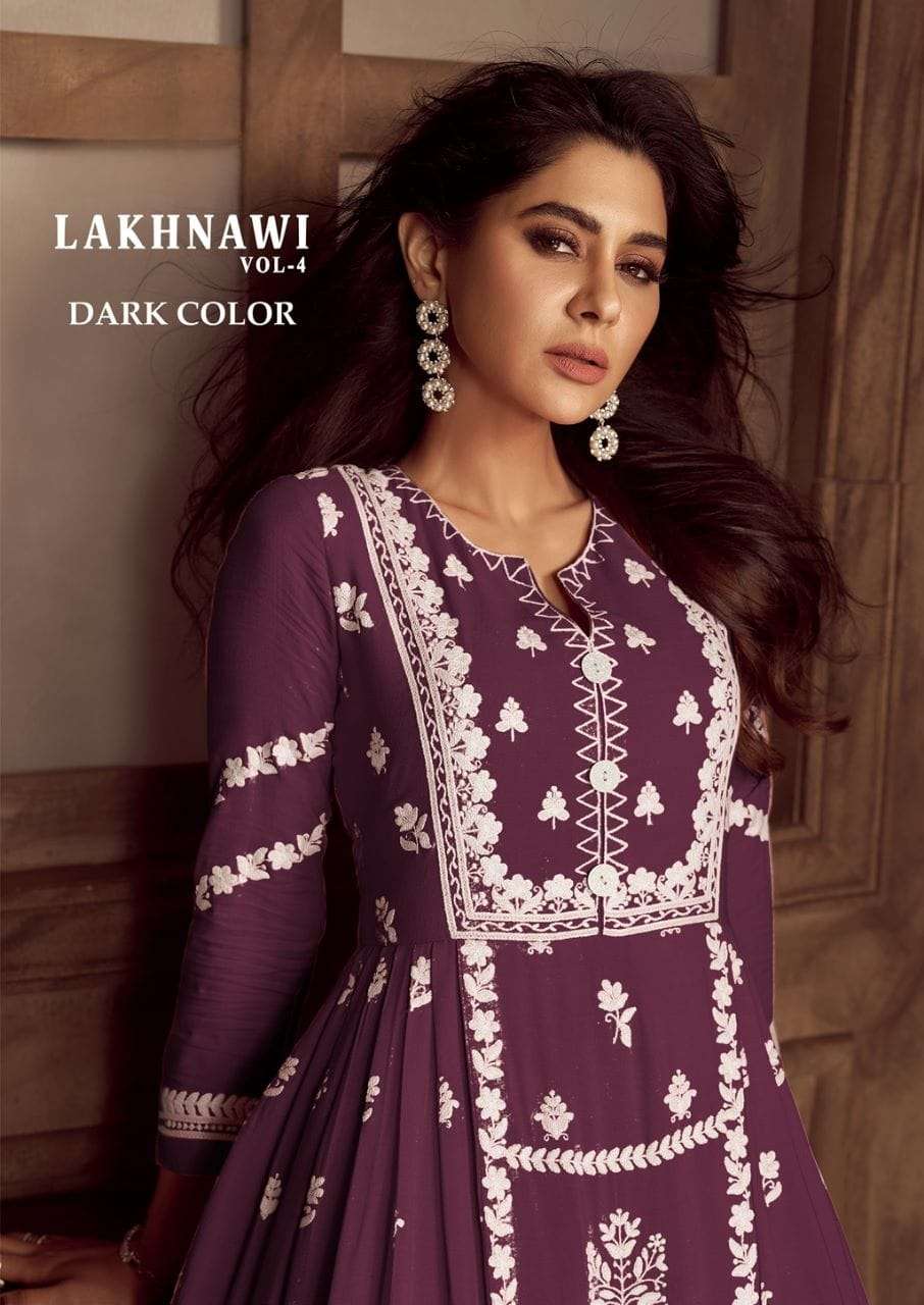 lakhnawi vol 4 dark color designer heavy rayon suit