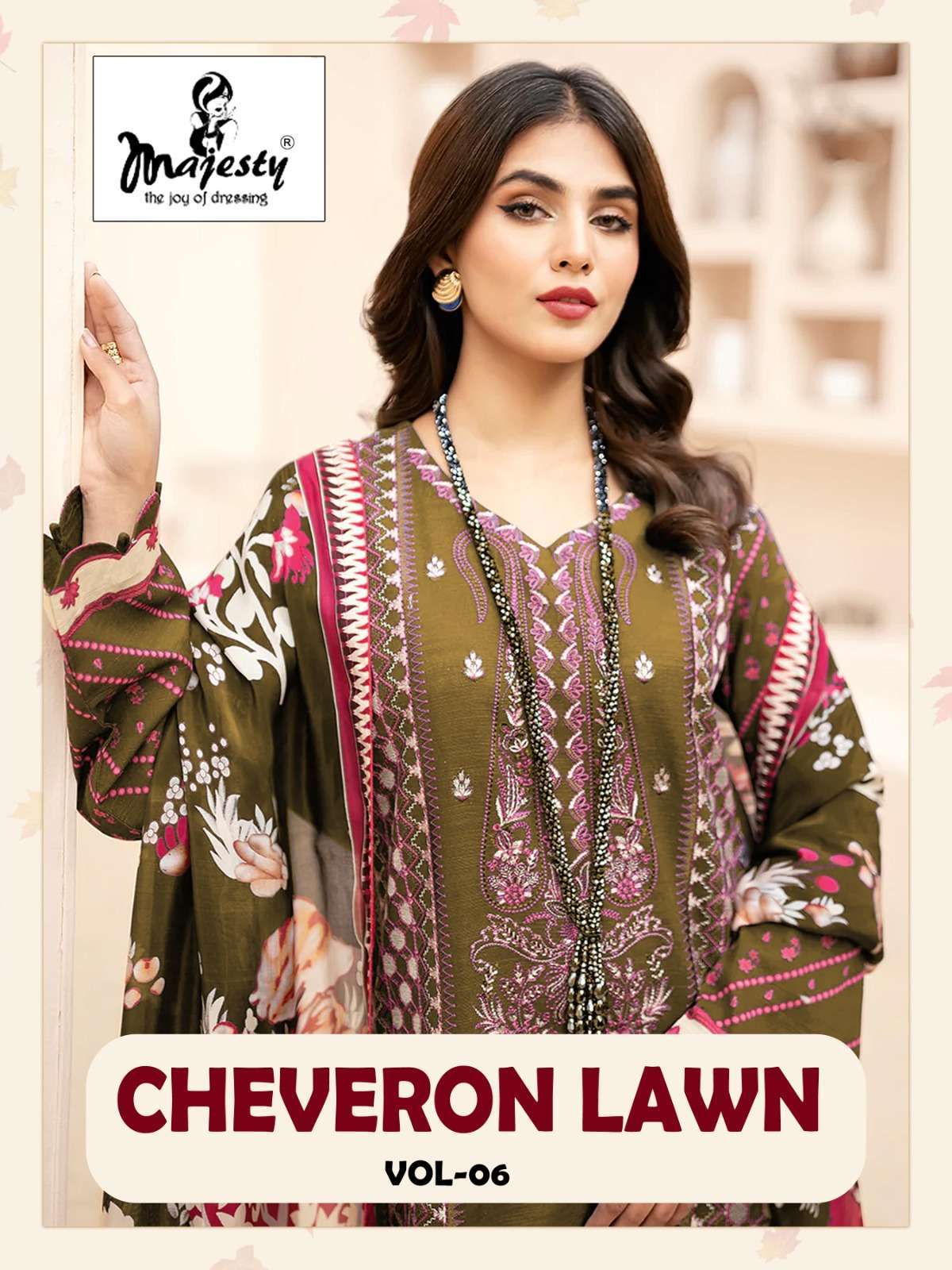 majesty cheveron lawn vol 6 series 6001-6006 pure cotton suit 