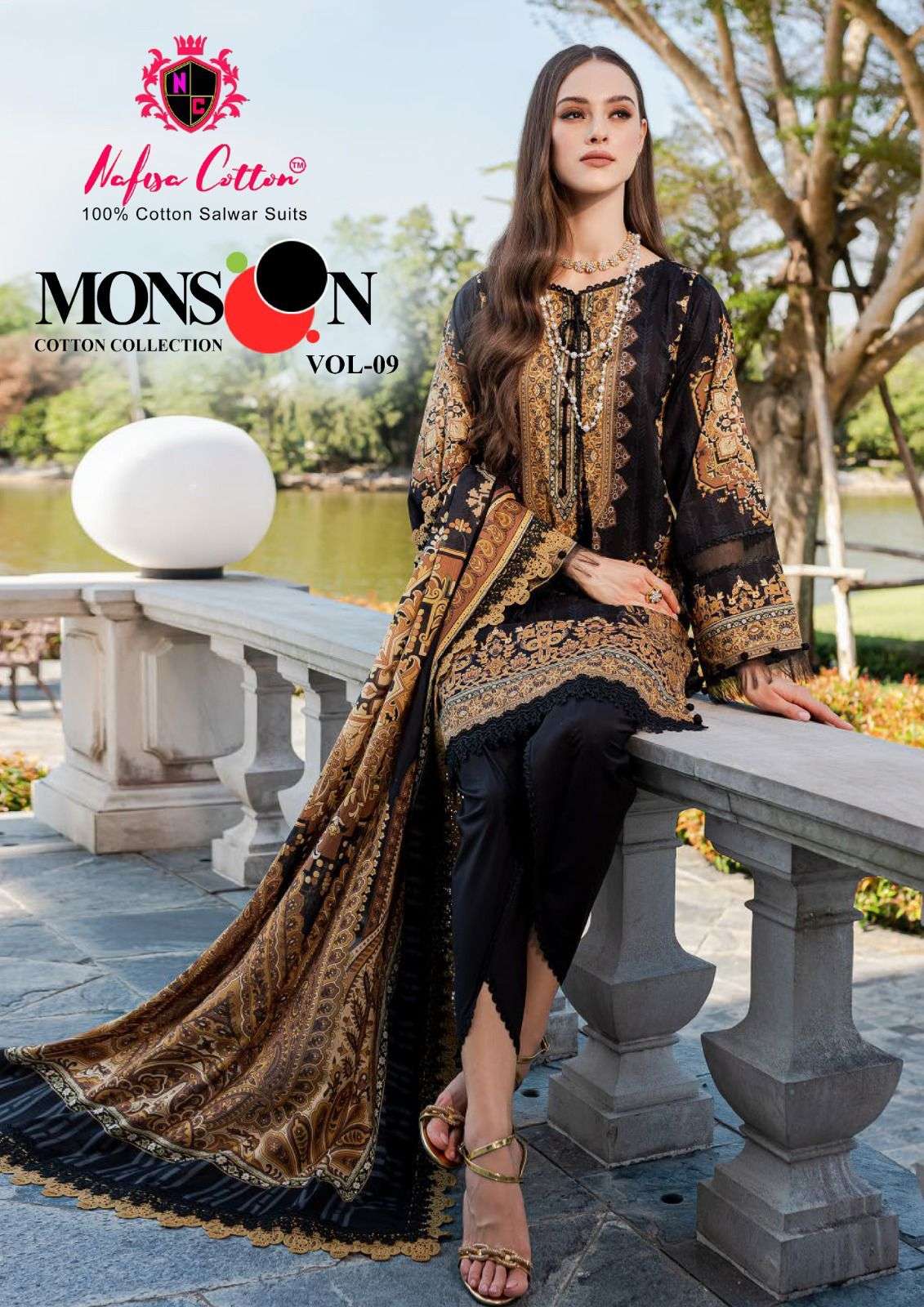 nafisa monsoon cotten collection vol 9 series 9001-9006 pure cotton suit 
