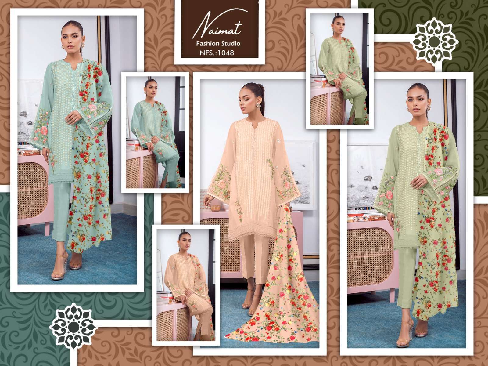 naimat fashion nfs 1048 pure faux georgette readymade suit 
