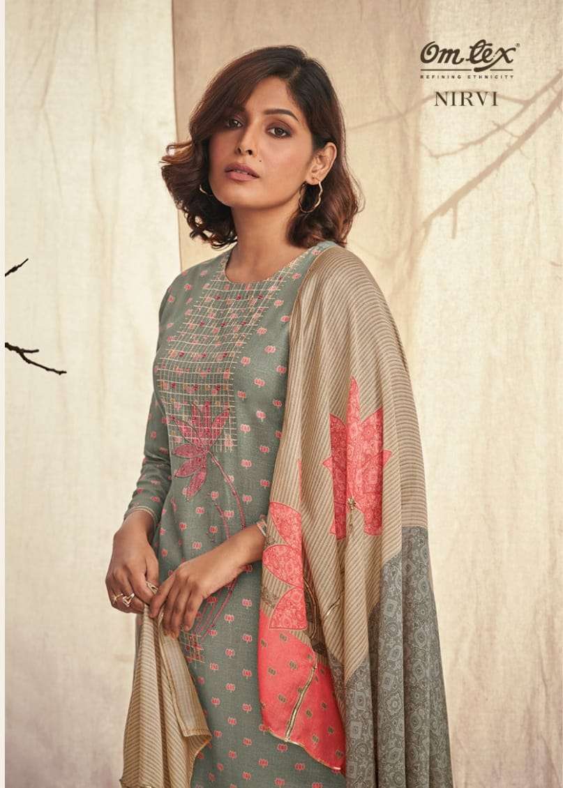 omtex nirvi series 1791 linen cotton digital print suit 