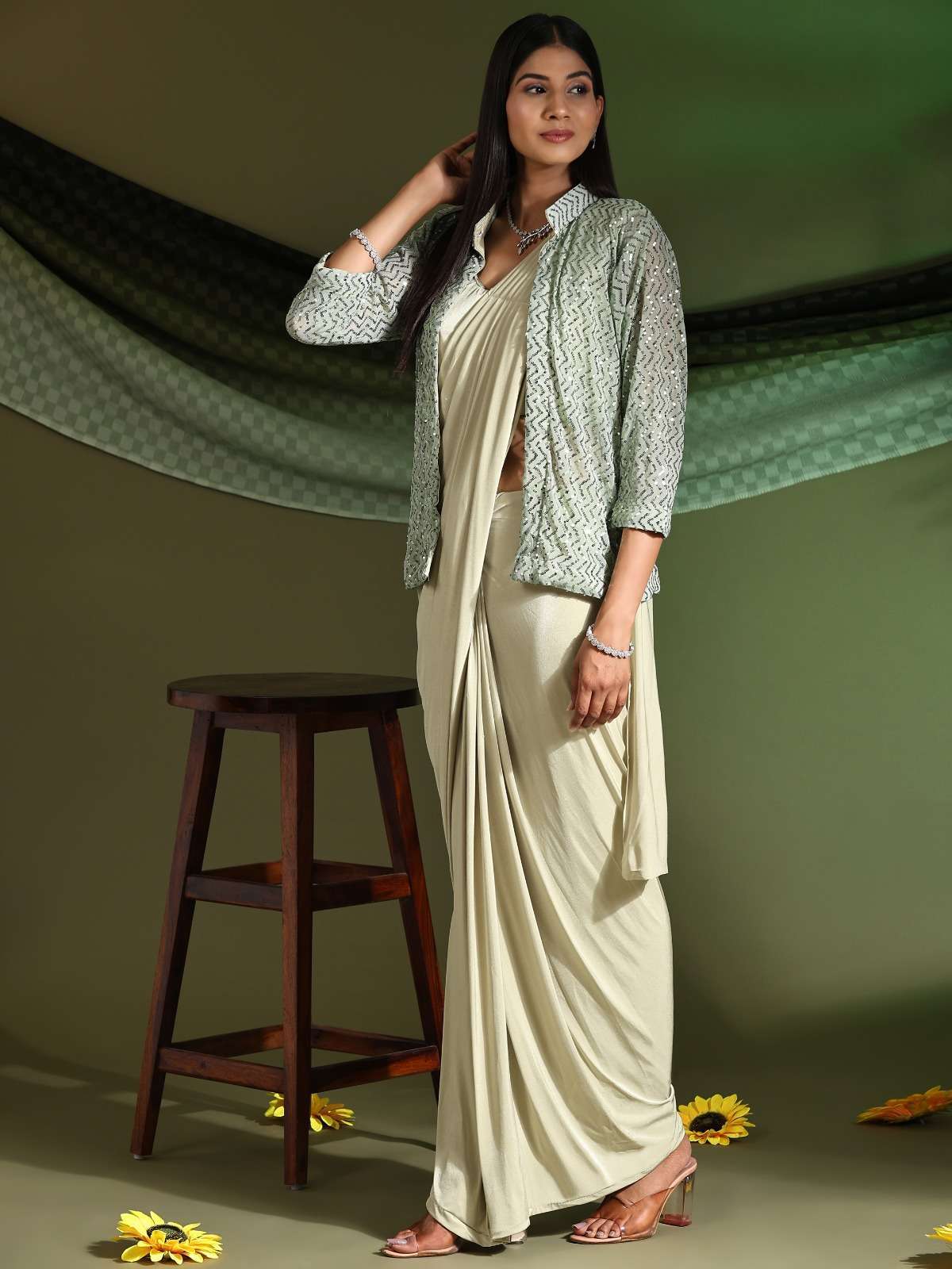 6 Ways To Wear A Jacket With Saree | Fashion in India - Threads | India  fashion, Saree wearing styles, Saree dress