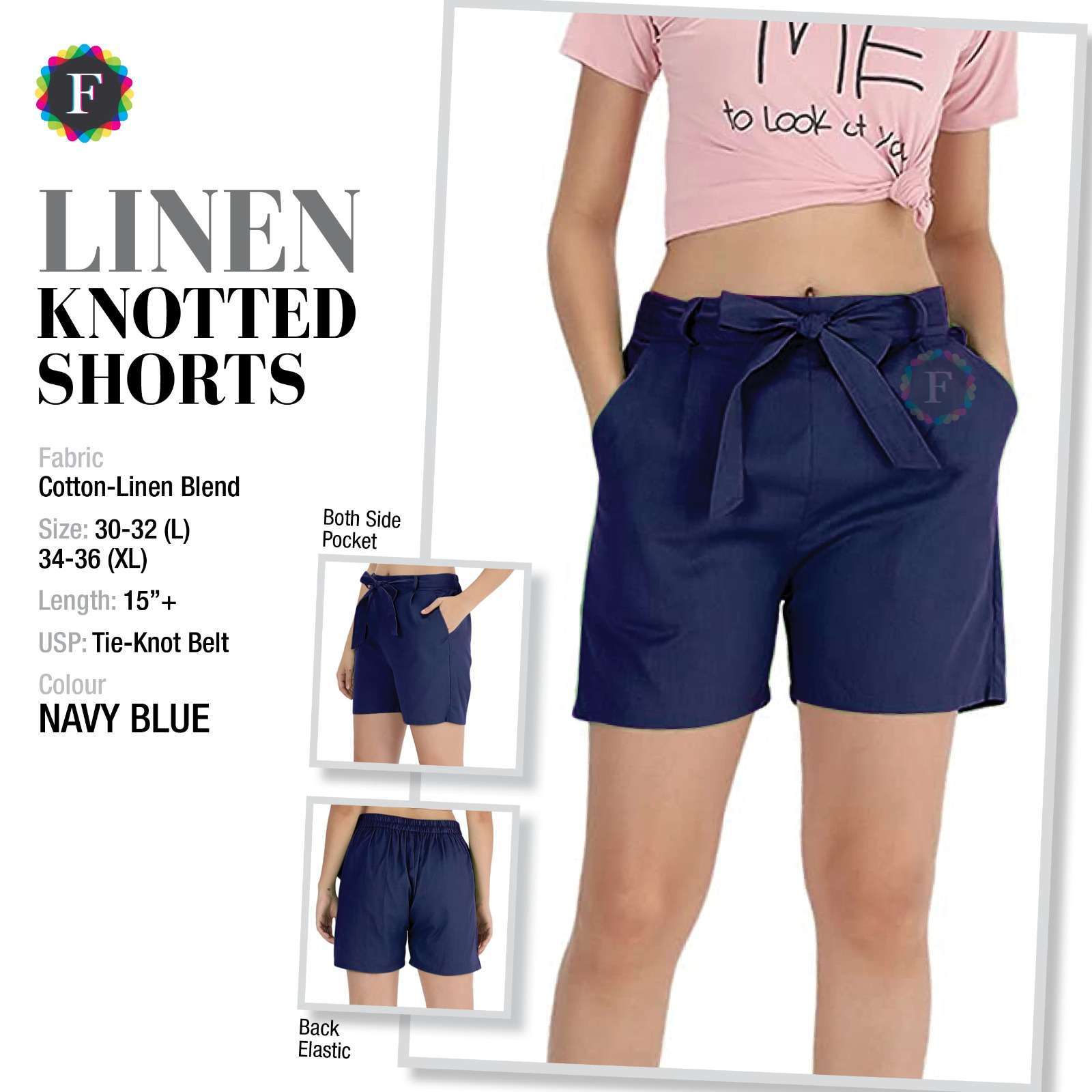 pr clothing stylish girls linen knotted shorts 