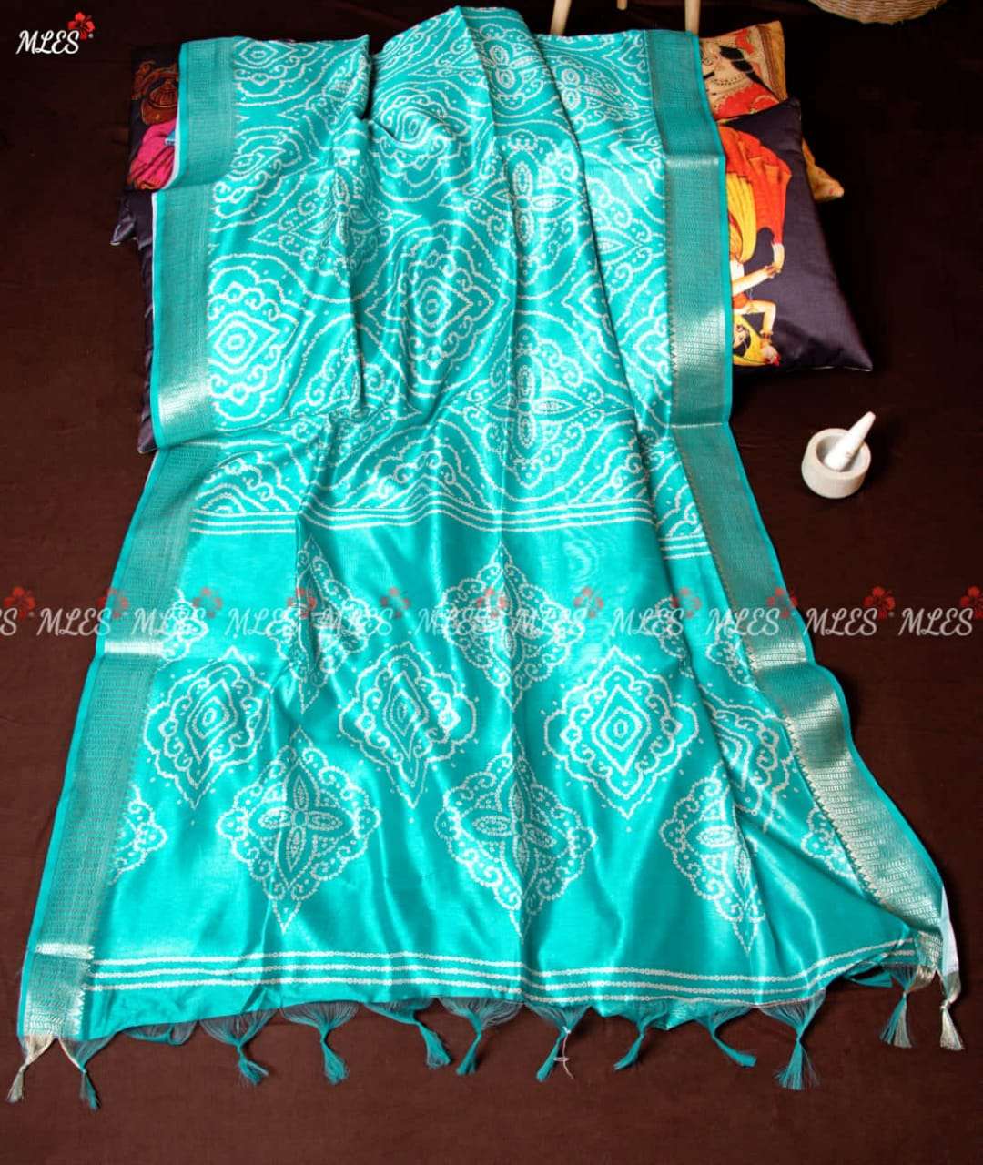 rajgharana bandhani premium soft flowing desi soft raw silk saree