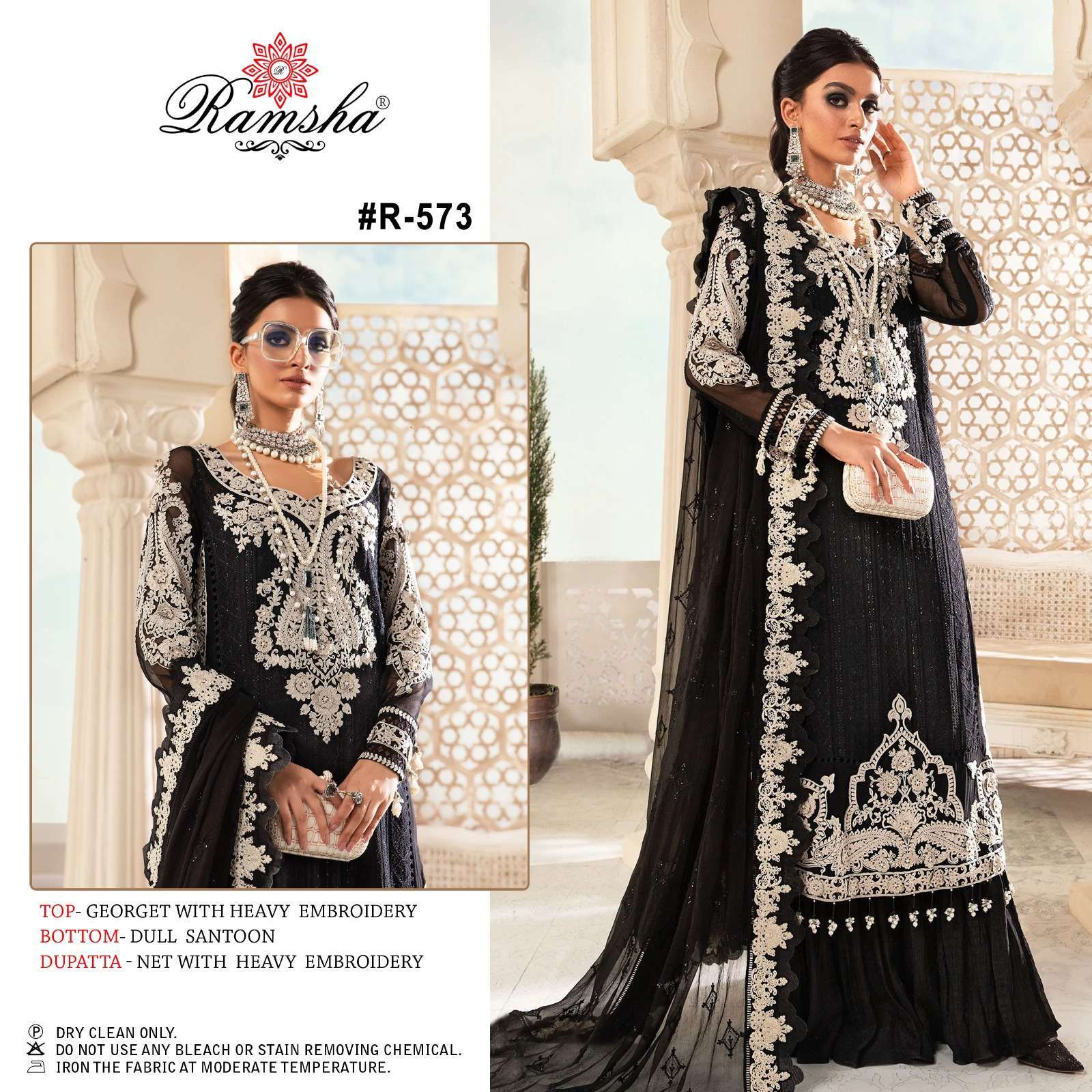 ramsha R-573 georgette heavy embroidery suit 