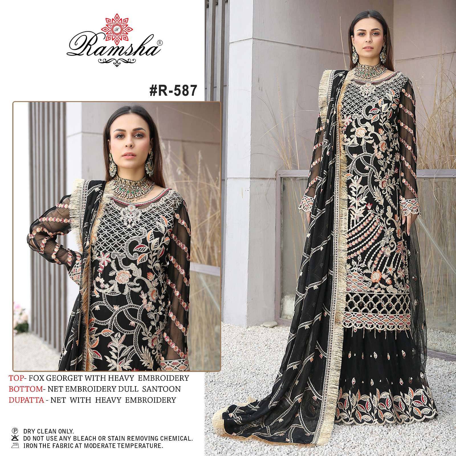 ramsha R-587 designer georgette embroidery suit 