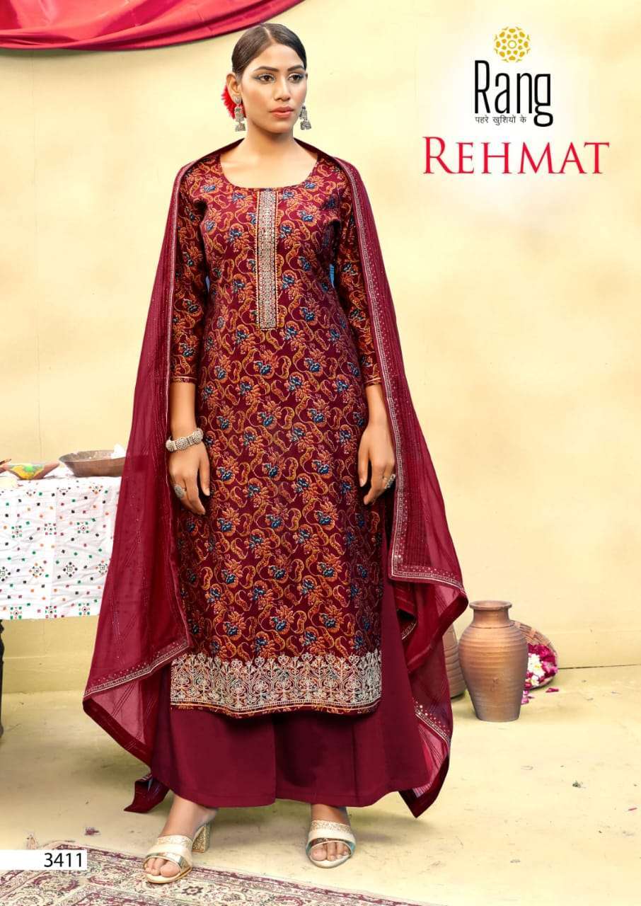 rang rehmat series 3411-3414 muslin print suit 