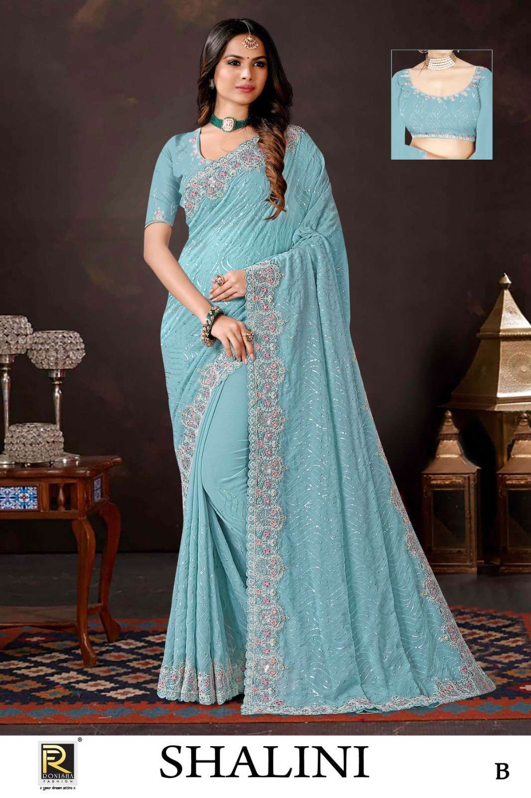 ranjna saree Shalini georgette embroidery saree