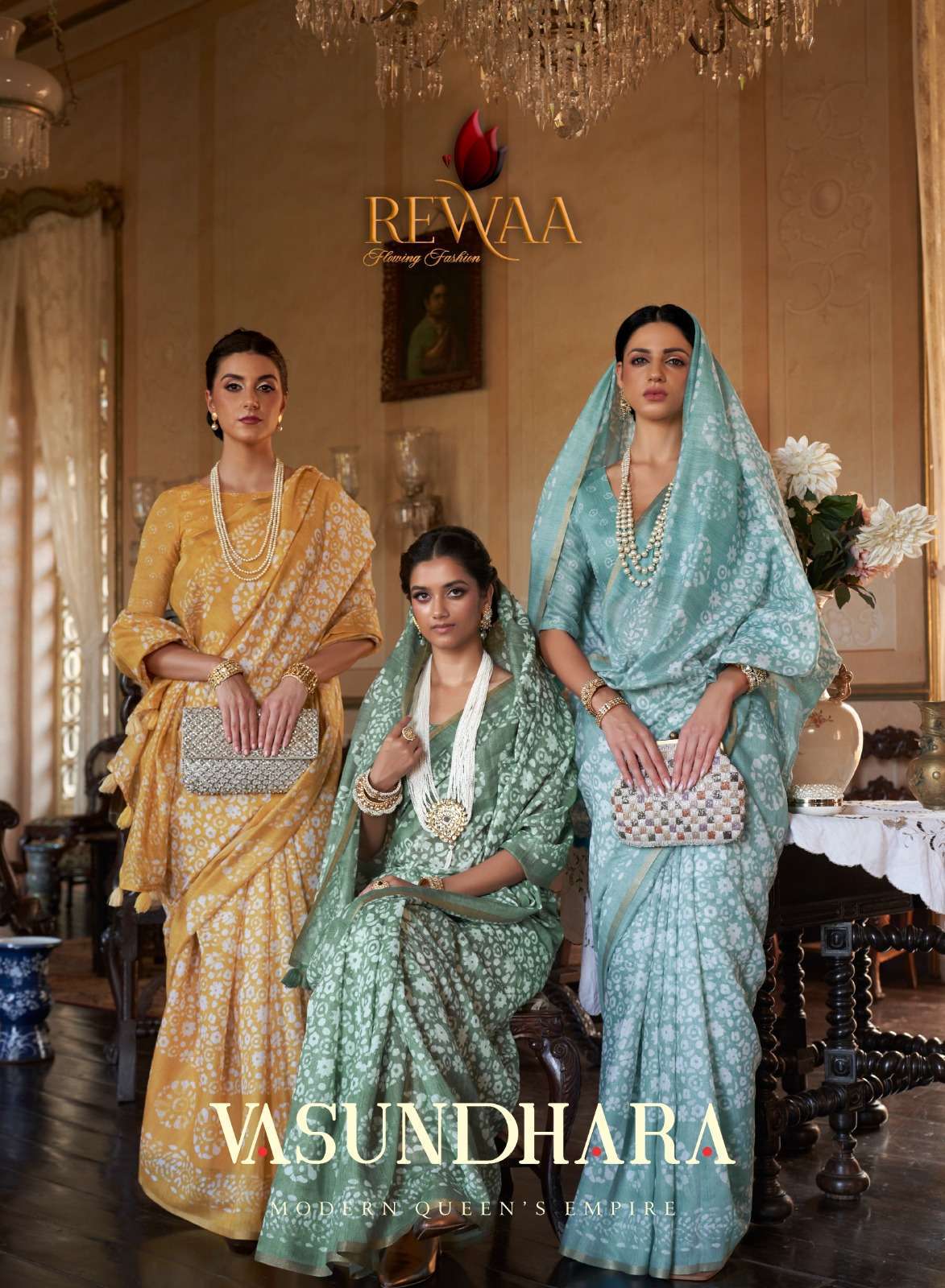 rewaa vasundhara series 671-679 linen cotton saree