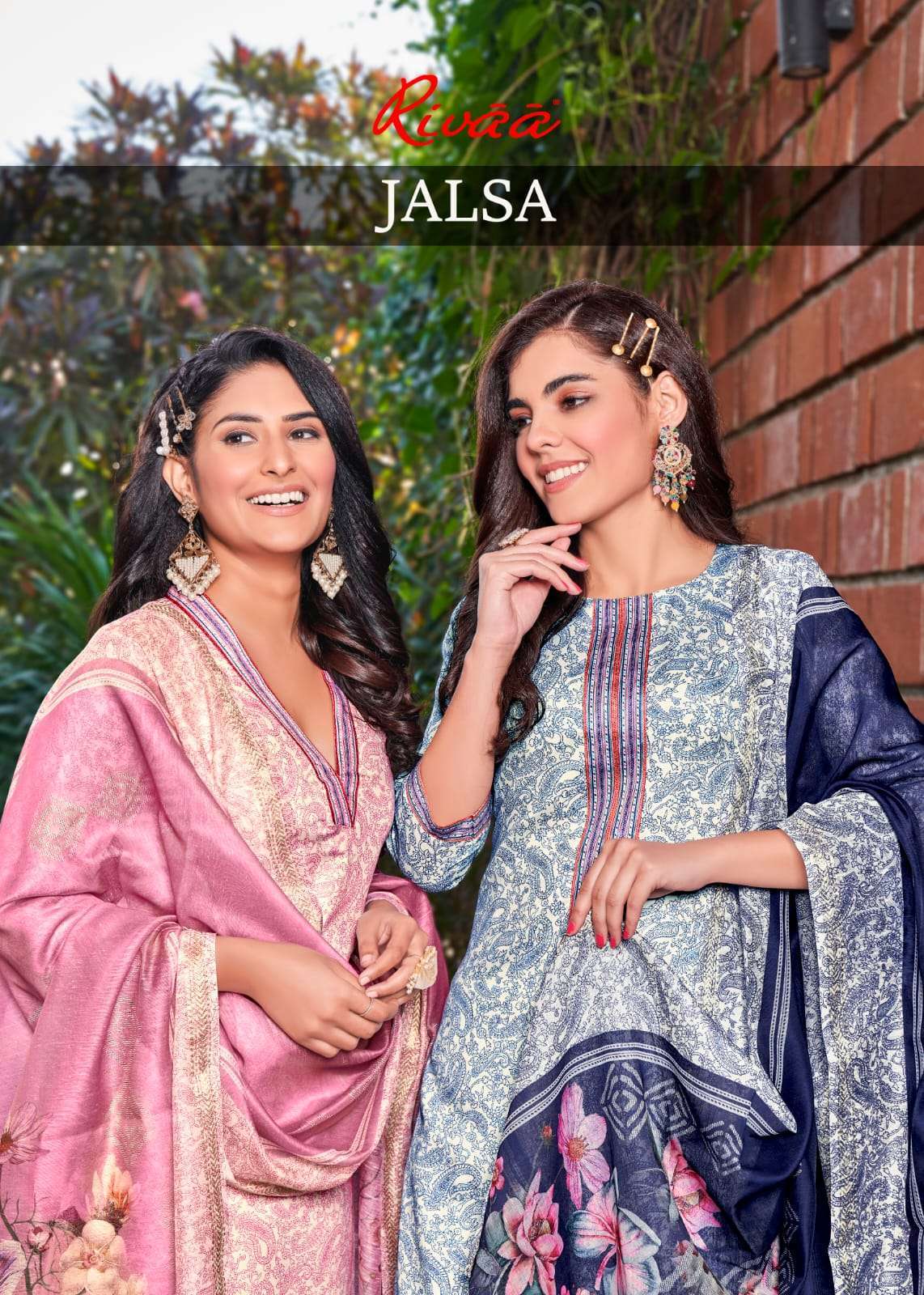 rivaa jalsa series 4005-4008 jam satin digital print suit