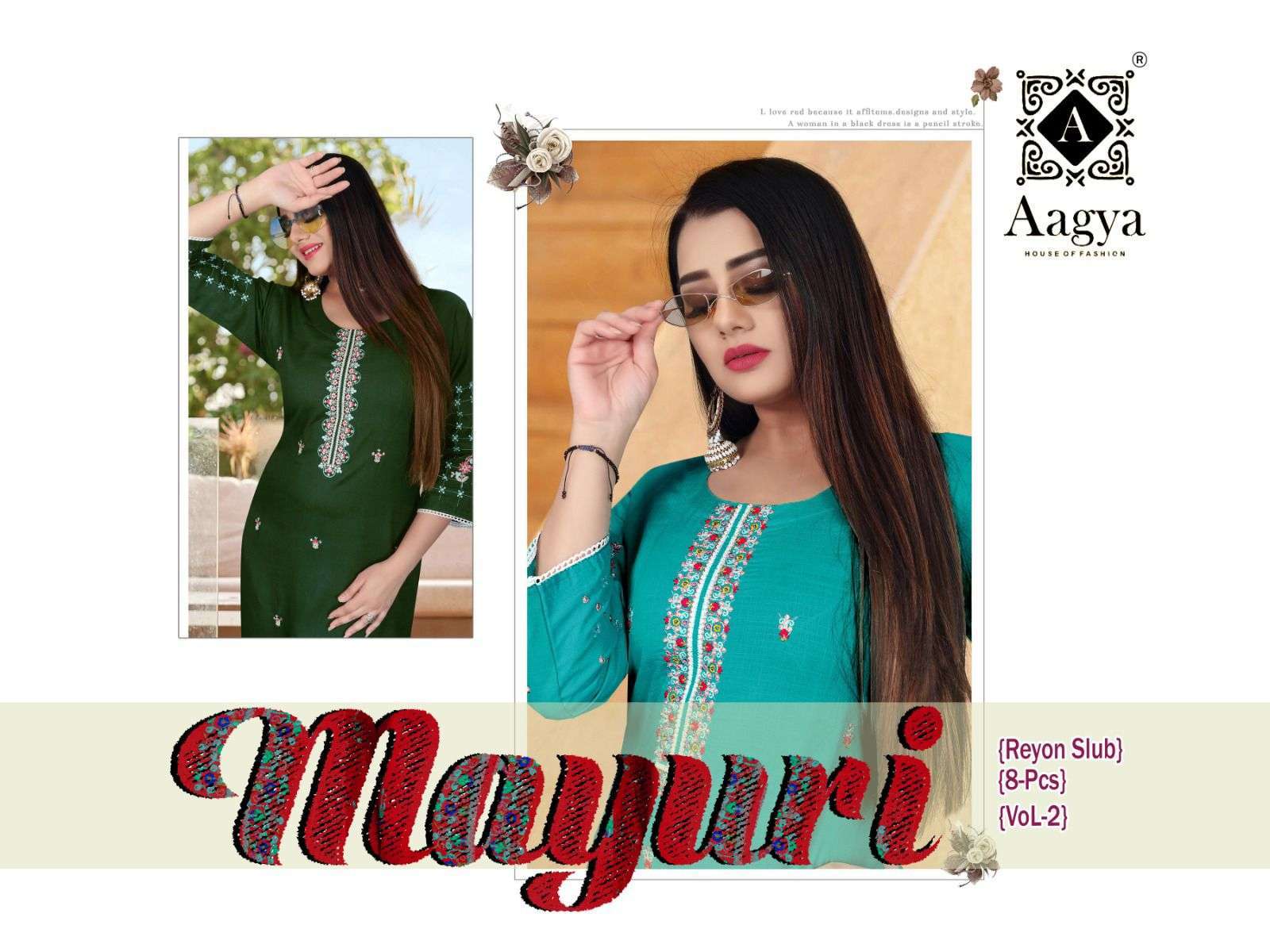 Ruby Mayuri Vol 2 series 001-008 Rayon Slub kurti