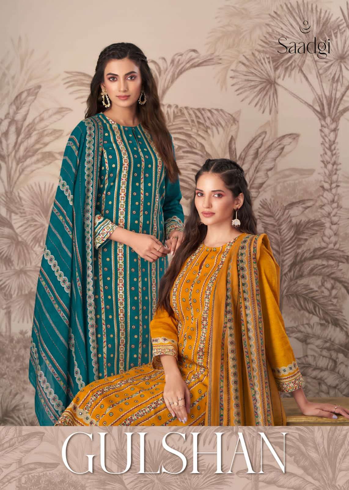 saadgi gulshan cotton print work suit 