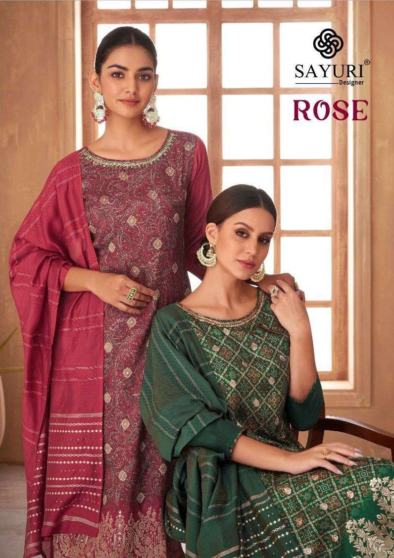 sayuri designer rose series 1111-1115 Russian silk jacquard readymade suit 