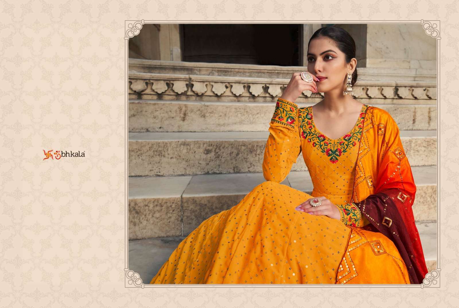 shubhkala flory vol 30 series 4861-4864 georgette gown with dupatta 