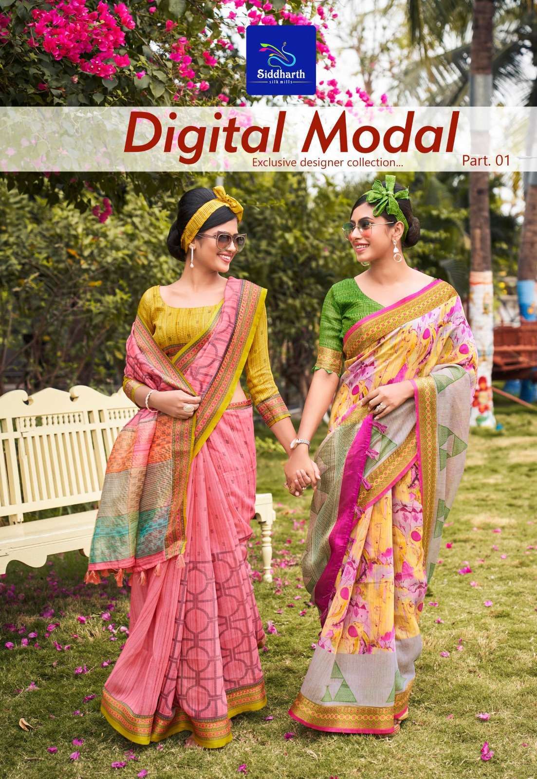 siddharth silk mills digital modal vol 1 series 19001-19008 modal saree
