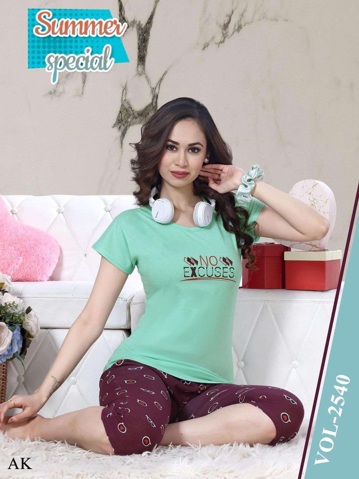 summer special capri vol 2540 Heavy Shinker Hosiery Cotton Night Suits