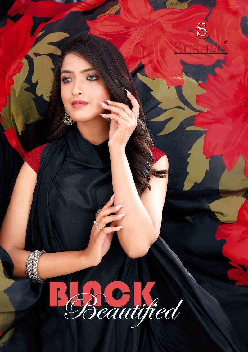 sushma black beautified series 2301-2304 fashion crape saree