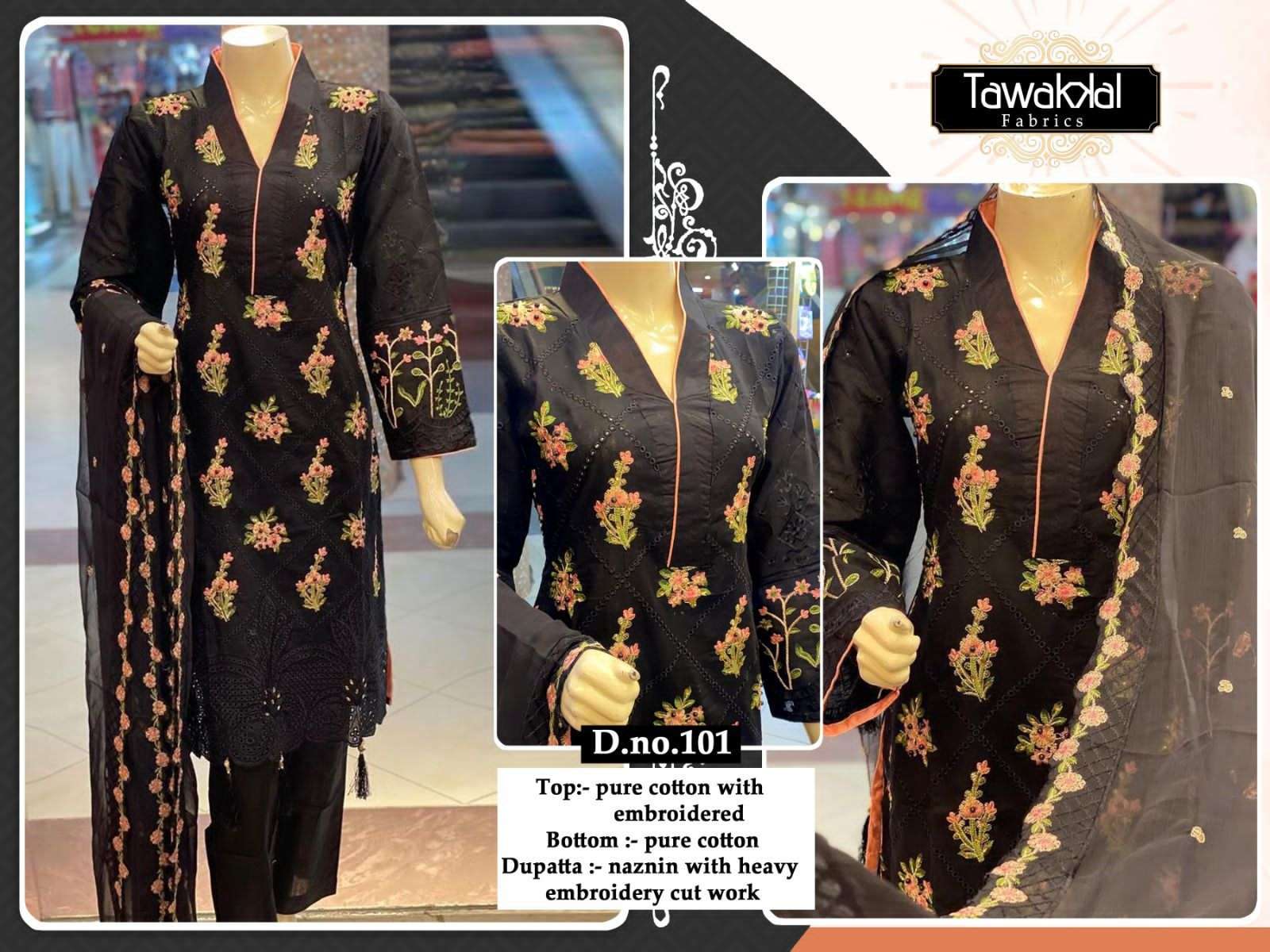 tawwakal 101 designer pure cotton suit 