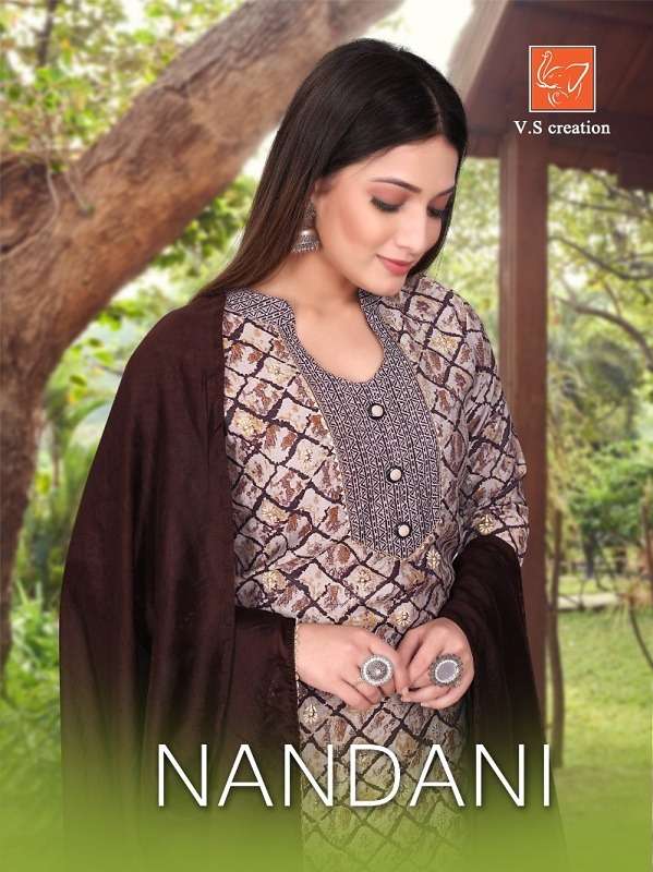 v.s creation nandani series 8001-8004 viscose chanderi readymade suit 